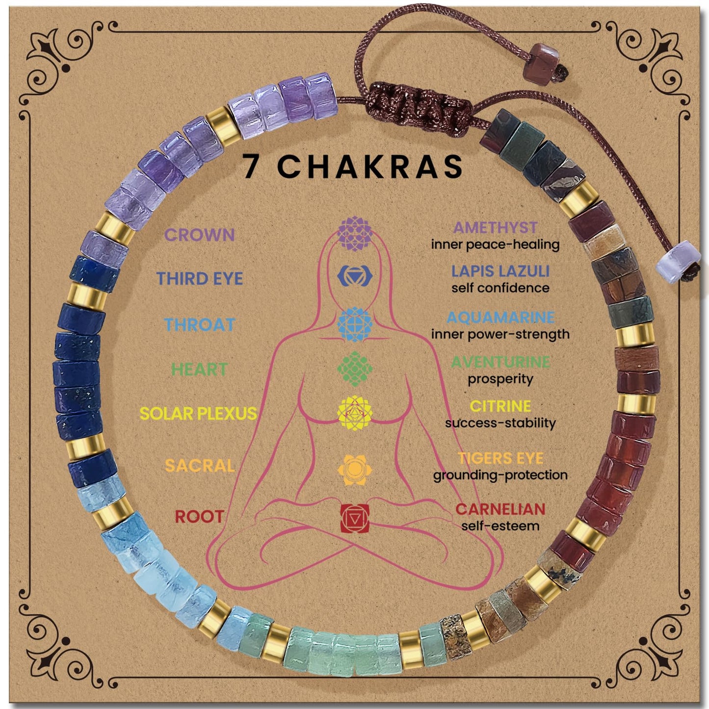 ZOKCC Chakra Bracelet Gifts for Women: 7 Chakras Crystals Healing Stones Beaded Bracelets for Women - Spiritual Anxiety Relief Birthday Christmas Gifts for Friends Sister Daughter Niece Granddaughter