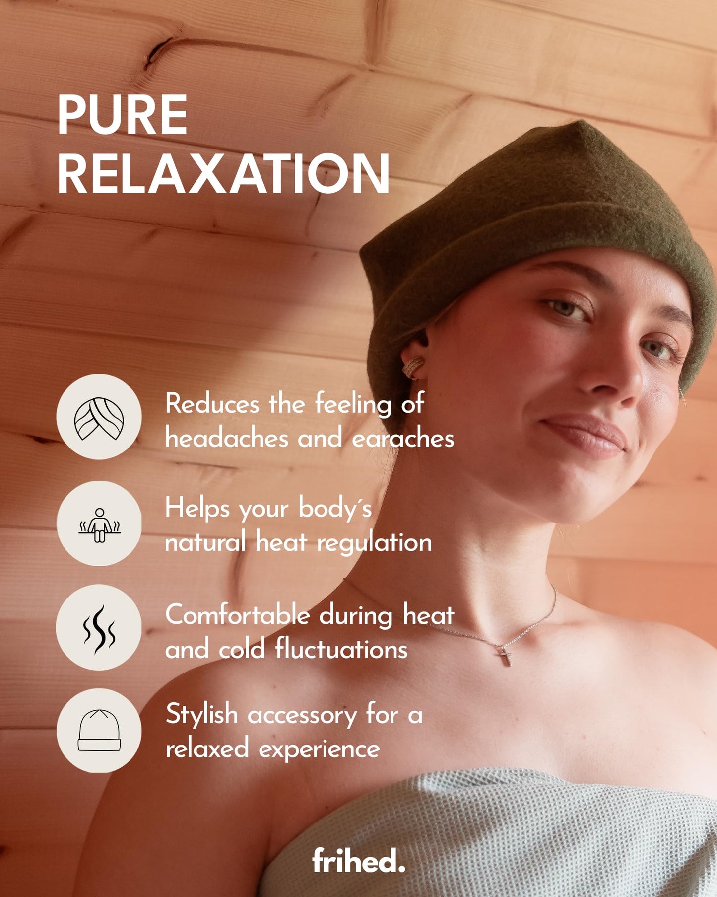 frihed. Sauna hat - Made of woolwalk - 100% Sheep's Wool - Premium Sauna Accessory for Men and Women - Flexible Size - Made in Germany (Stone Grey)