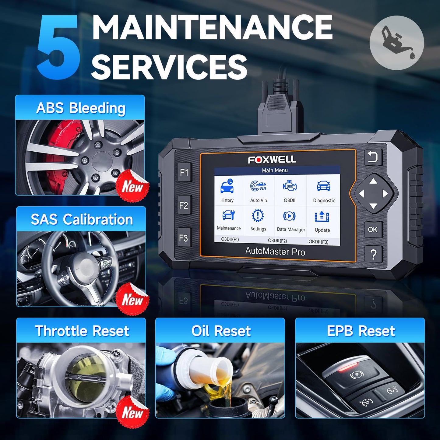 2026 FOXWELL NT614 Elite OBD2 Scanner with 5 Resets ABS Bleeding, SAS Calibration, Oil, EPB, Throttle, Upgrade of NT604 Code Reader Scan Tools, ABS SRS Engine Transmission Battery Test Car Scanner