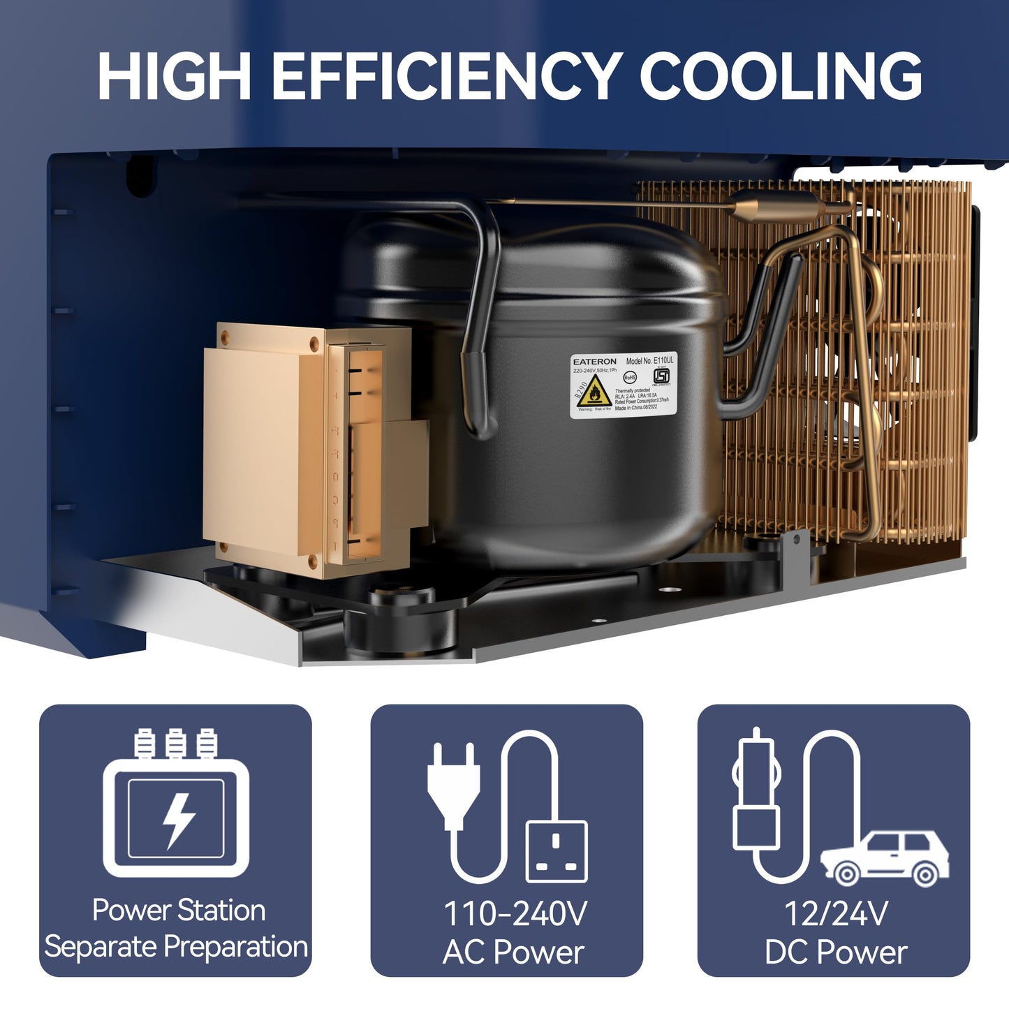 Megiu Car Fridge Portable 12V Refrigerator 40 Quart 12 Volt Freezer Compressor Cooler 12V/24V DC 110～240 V AC for Truck Van RV Camper SUV and Home Use (HC-38P5s)