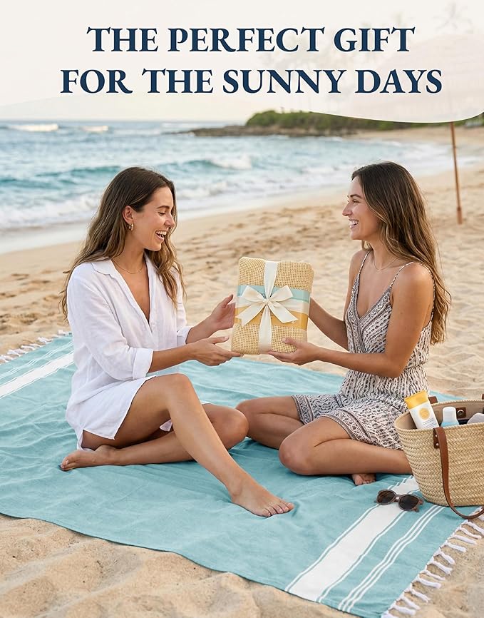 LANE LINEN Extra Large Beach Towel, Beach Towels Oversized, Pre-Washed, No Shrink, Quick Dry Pool Towels, Stylish Light Beach Towel for Women, Absorbent & Sand Free Towel, 39"x71" - Aqua