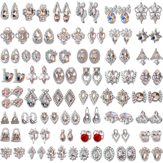 1 Pack of 50 pcs Fusiform Gold Nail Charms Nail Art Kit 3D Nail Charms Nail Gems Nail Rhinestones for Nails Set