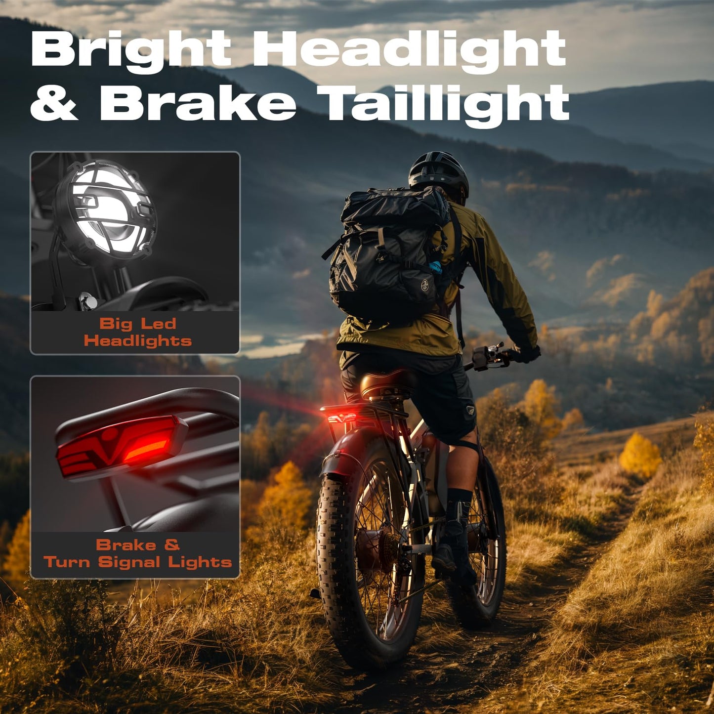 PUJH Electric Bike, 52V 25Ah 4000W Dual Motors, 24" Fat Tires Adult, 36mph Up to 110 Mile Range, Full Suspension, Hydraulic Brakes Class 3 Ebike, for Off-Road Mountain Riding Adventures (White)