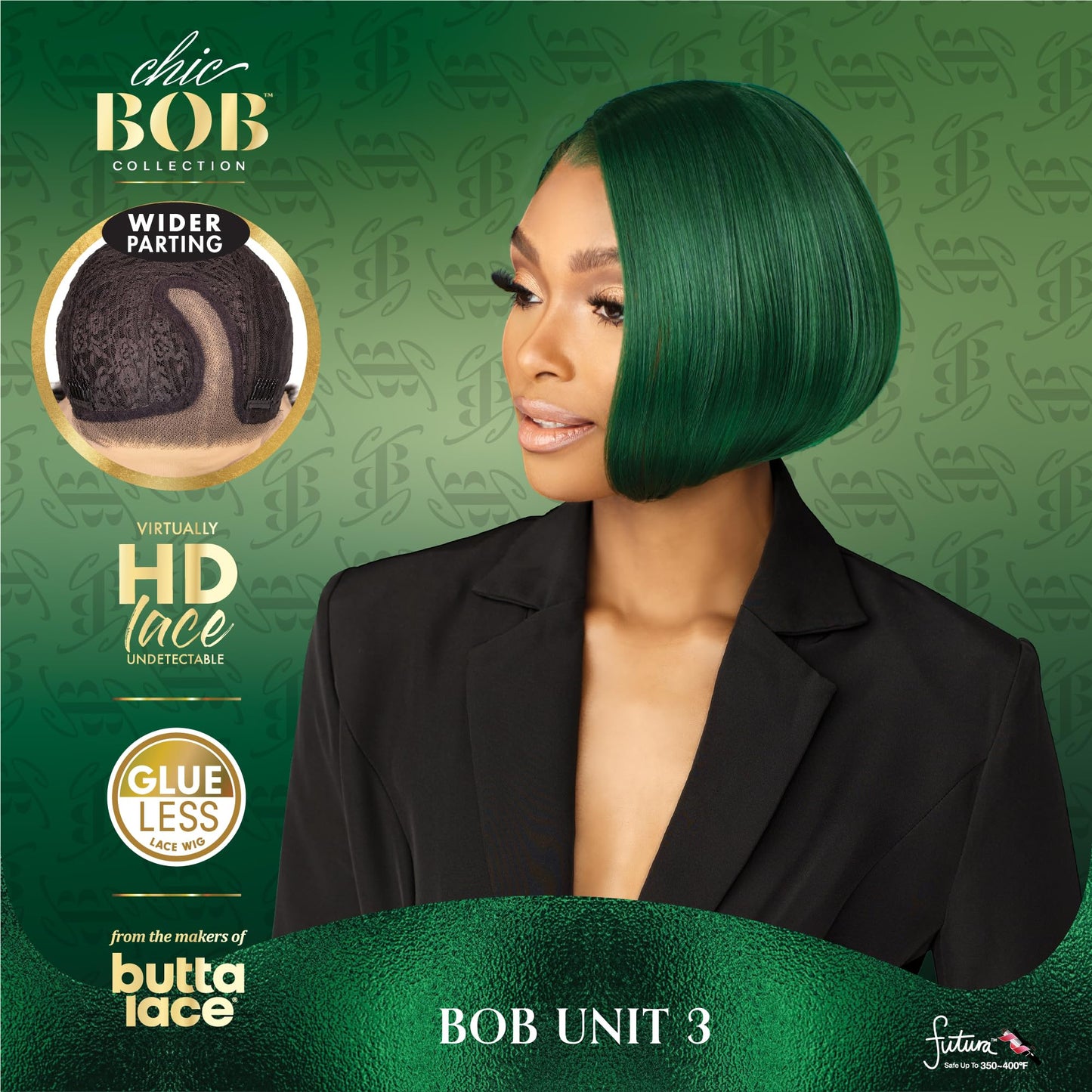 Sensationnel Chicbob Lace Frontwig - Bob Unit 3 Face Framing Glueless Wig Wide 5 Inch Deep Part Synthetic Preplucked Hairline (DIRTYBLONDE)