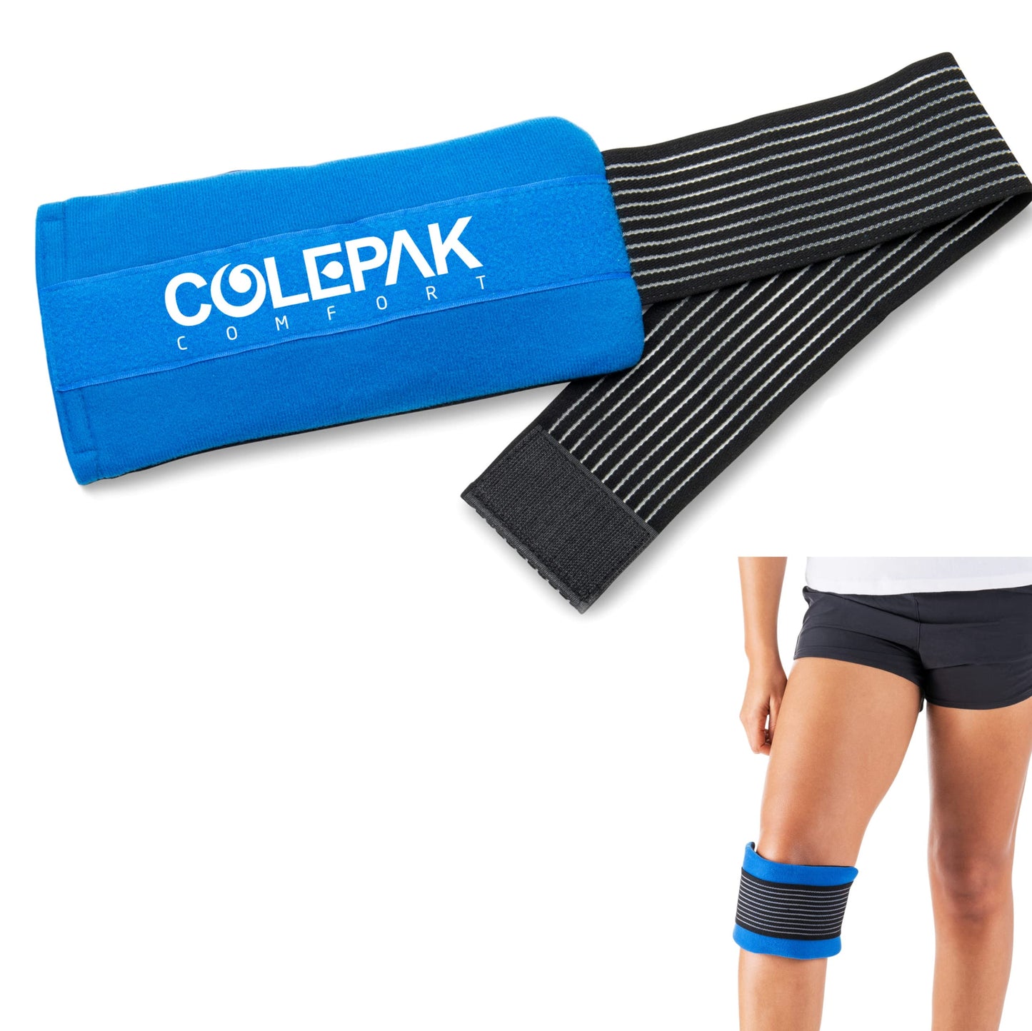ColePak Comfort Ice Pack Sleeve - 5.5" x 9.5"" Pouch Holder with Wide Elastic Strap (Ice Pack Not Included) Blue"