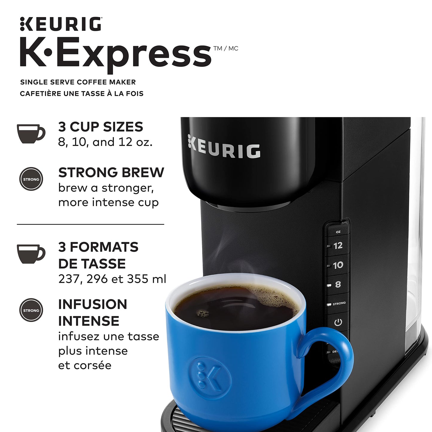 Keurig K-Express Single Serve K-Cup Pod Coffee Maker, With A Removable Reservoir And Strong Button Function