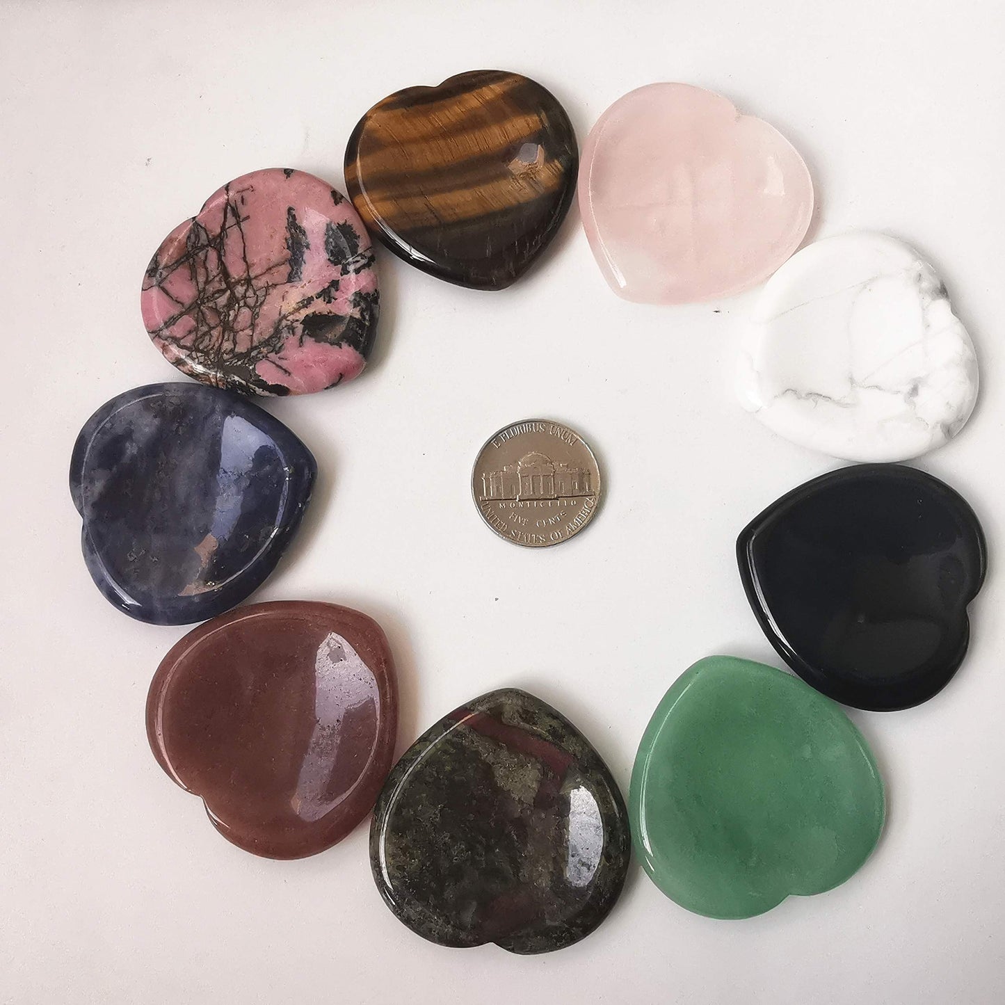 Bacatgem Natural Green Aventurine Heart Chakra Thumb Worry Stone,Hand Carved Healing Crystal Shaped Stone for Anxiety Stress Relief Meditation