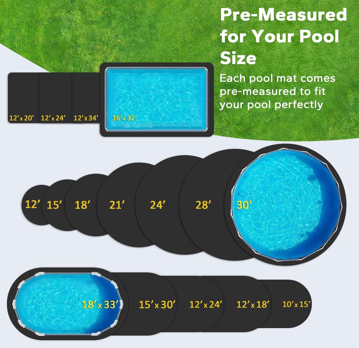 POOLHACKER 21 ft Pool Liner Pad, [2026 New Pool Pad 9.4 oz/yd² Heavy-Duty] Round Pool Liner Pad for Above Ground Swimming Pools, Prevents Punctures, Effortless to Install, Eco-Friendly Padding
