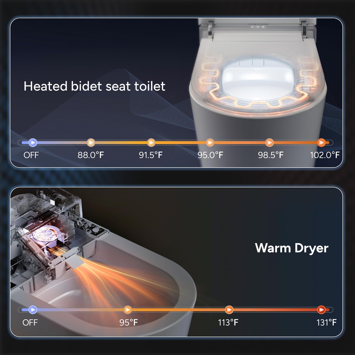 Casta Diva Smart Toilet, Wider Bidet with Heated Seat, Auto Open/Close, Warm Water, Foot Sensor Auto Flushing, Modern Japanese Toilet for Bathroom with Remote Control 1.28GPF(CD-K010)