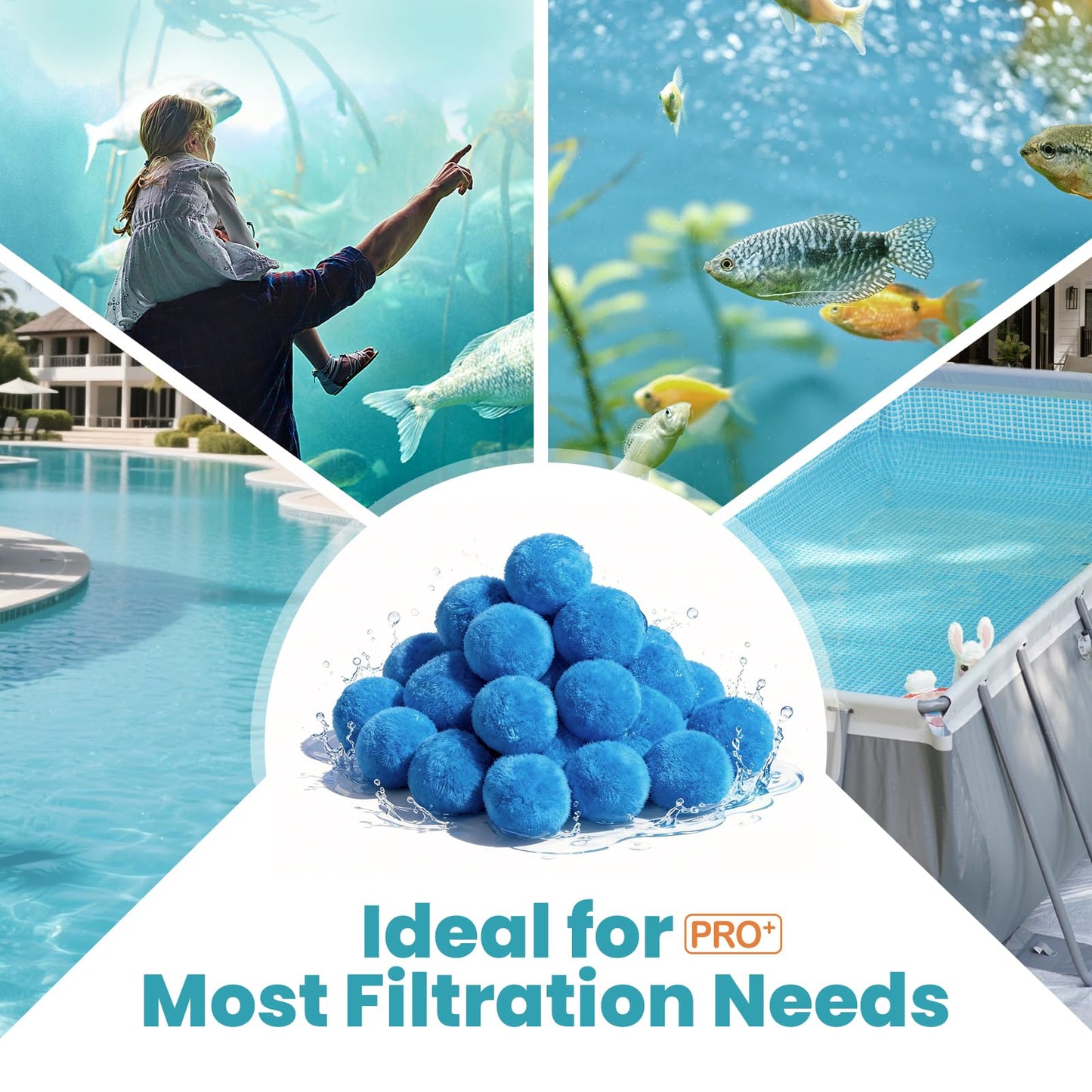 Vidapool 4.6 lbs Pool Filter Balls for Sand Filters, Reusable Blue Filter Media Balls for All Sand Filter Systems, Efficient & Lightweight Pool Sand Filter Balls, Replaces 150 lbs Pool Filter Sand