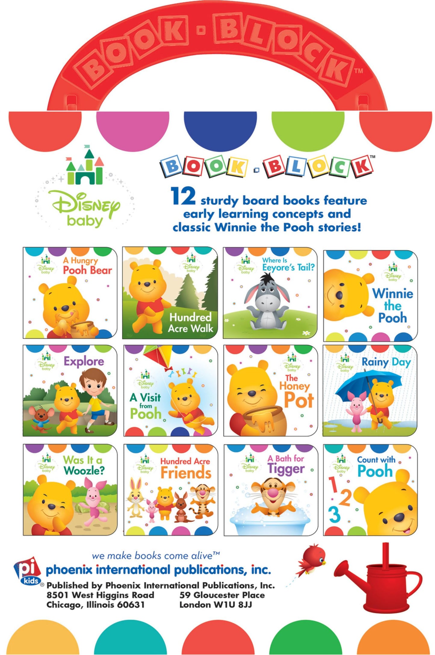 Disney Baby: Winnie the Pooh - My First Library - 12 Board Book Set - First Words, Counting, and More! - PI Kids