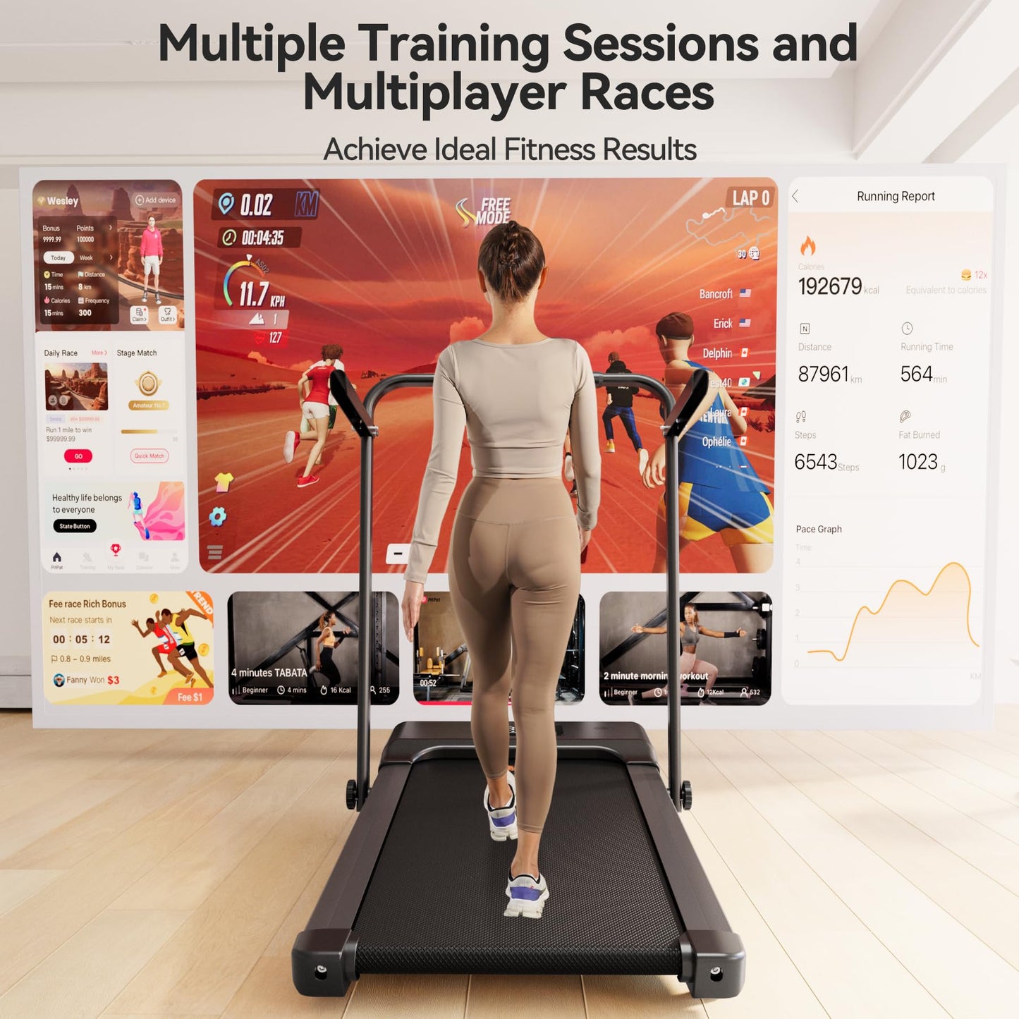 Lacuffy Walking Pad Treadmill with Handle,9% Manual Incline 3-in-1 Folding Treadmills for Home Small Space,3.0HP Quiet Under Desk Treadmill with Remote & APP Control,300LB Capacity LED Display
