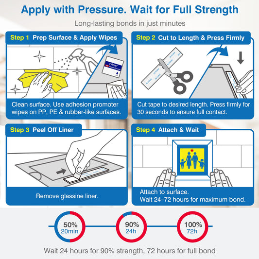 Double-Sided Removable Tape – 1" x 16.5 FT Heavy Duty PE Foam Mounting Tape with Adhesion Promoters – Wall-Safe Waterproof Damage-Free for Posters, Picture Hanging & Painted Walls