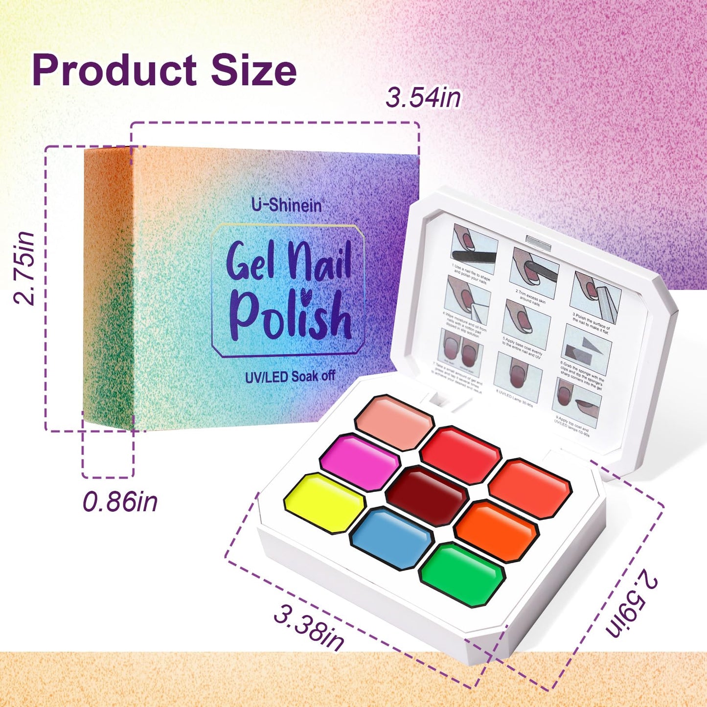 U-Shinein Gradient Painting Gel, 9 Colors Ombre Gel Nail Polish Sponging for Pigment Pat Nails Aura Nails French Manicure Long-lasting Home Salon DIY Nail Art Fluorescent