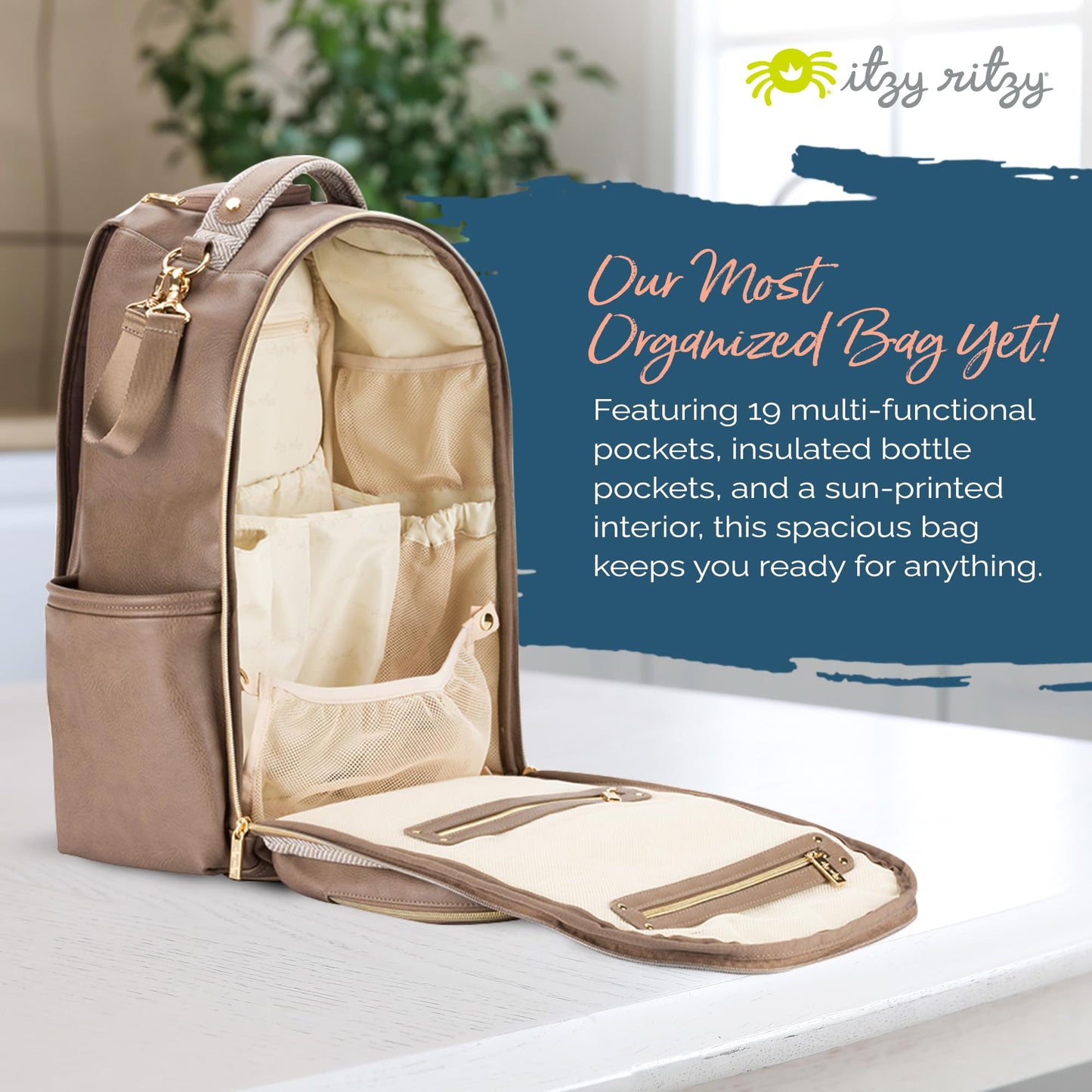 Itzy Ritzy Diaper Bag Backpack – Large Capacity Boss Plus Baby Backpack Diaper Bag & Packing Cubes - Set of 3 Packing Cubes or Travel Organizers