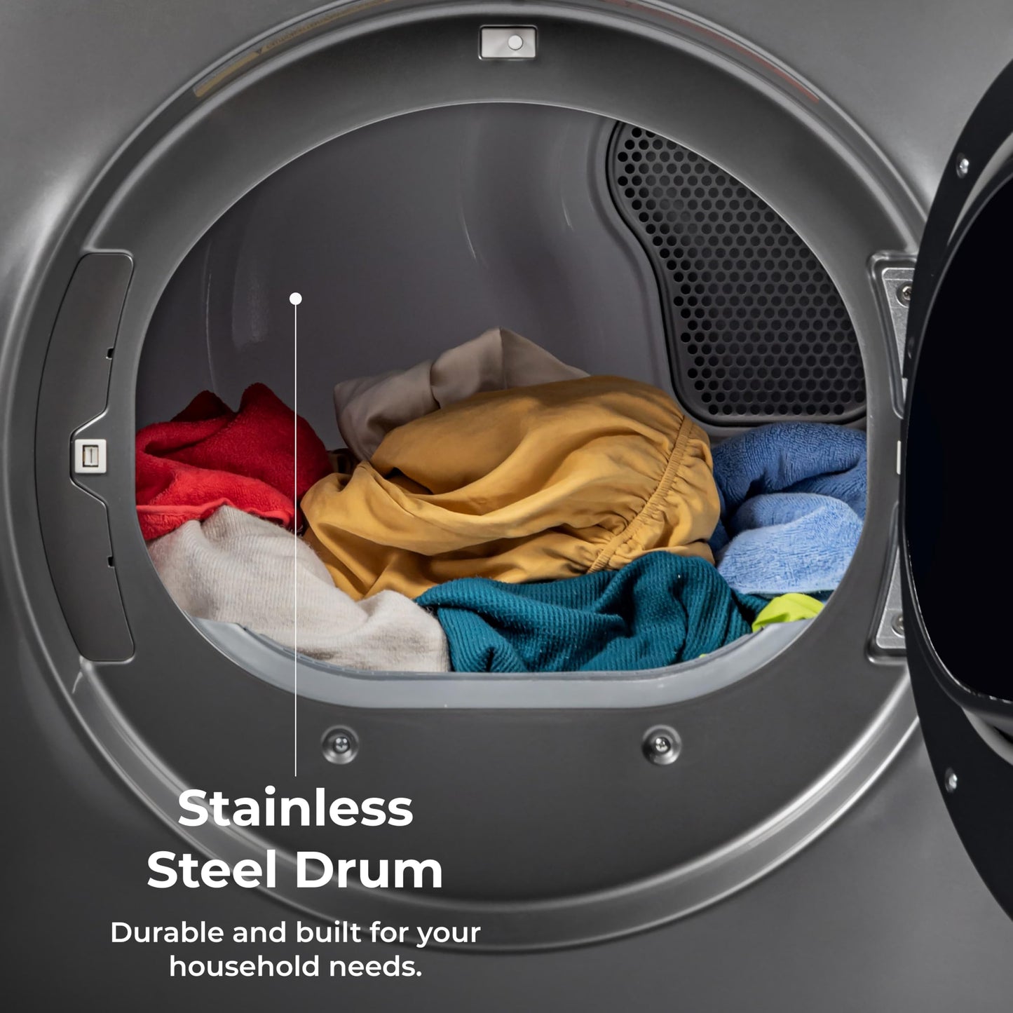 Kenmore 8.0 cu. ft. Front Load Electric Dryer with Wrinkle Guard & Accela Steam to Reduce Wrinkles, Static & Odors - Smart Sensor Drying - LED - ENERGY STAR Certified - Metallic Silver
