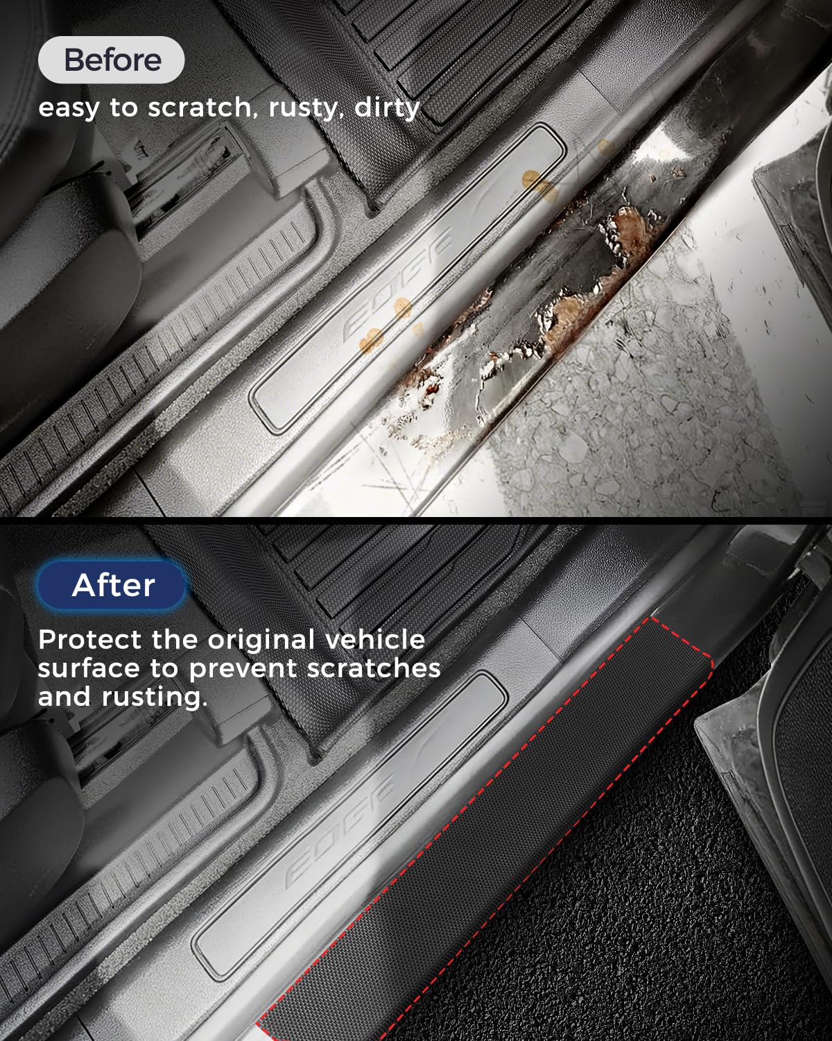 CreekT® Floor Mats for Ford Escape 2013-2019, All-Weather TPE Floor Mats & Cargo Liner with Door Sill Guards Accessories, Full Coverage Set