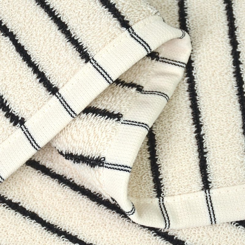 Jacquotha Striped Cotton Washcloths 12 Pack, 13” x 13” - Soft Wash Cloths for Bathroom, Kitchen, Gym, Face, Black and Cream