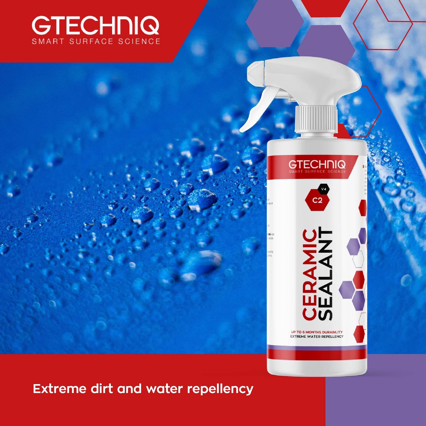 Gtechniq C2 Ceramic Sealant for Cars, 169 fl oz | Protects Paintwork, Trim, Tires and Windows, Extreme Dirt Repellent, High Shine, UV Protection, Enhances Water-Repellence, Easy to Apply