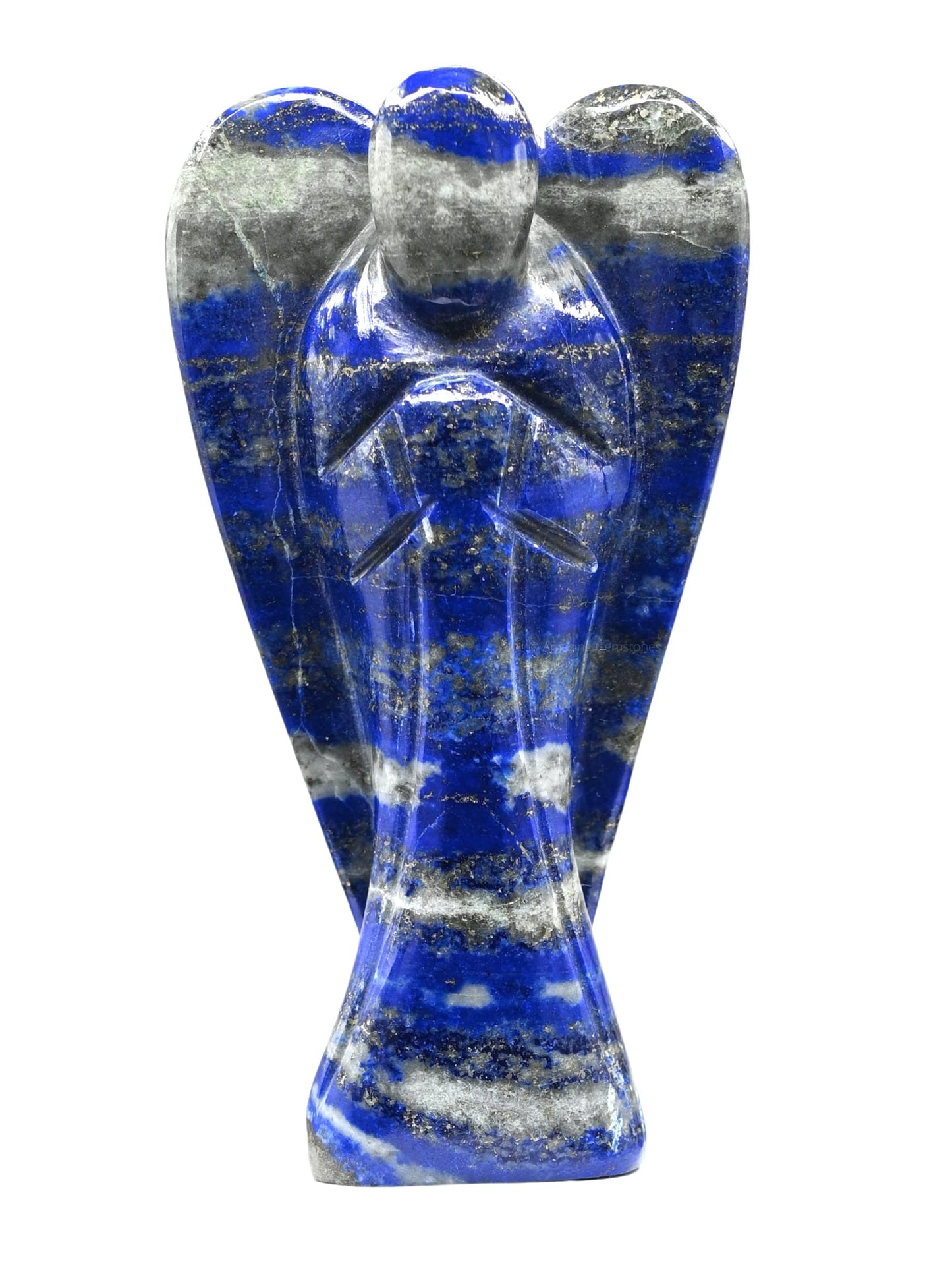 Amazing Gemstone Lapis Lazuli Crystal Guardian Angel Figurines Ornament for Healing Birthstone, Decoration Statue (Hand Carved Pocket Gemstone Angel) (3 inch)