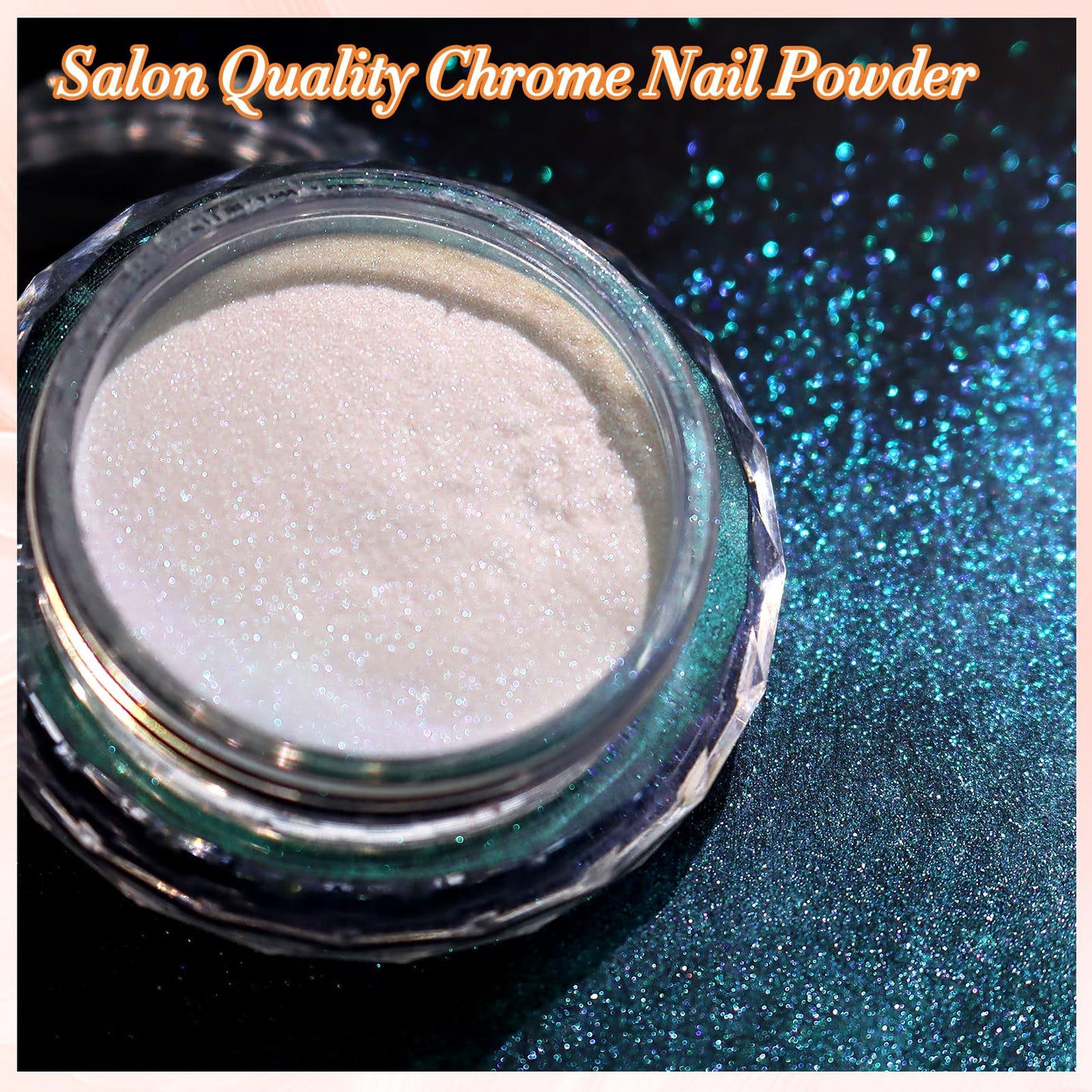 FNNZ Unicorn Chrome Nail Powder, Aurora Unichrome Mermaid Aurora Pigment Pearlescent Nail Art Glitter Dust Decoration for Home DIY Salon Manicure - Ocean Glimmer