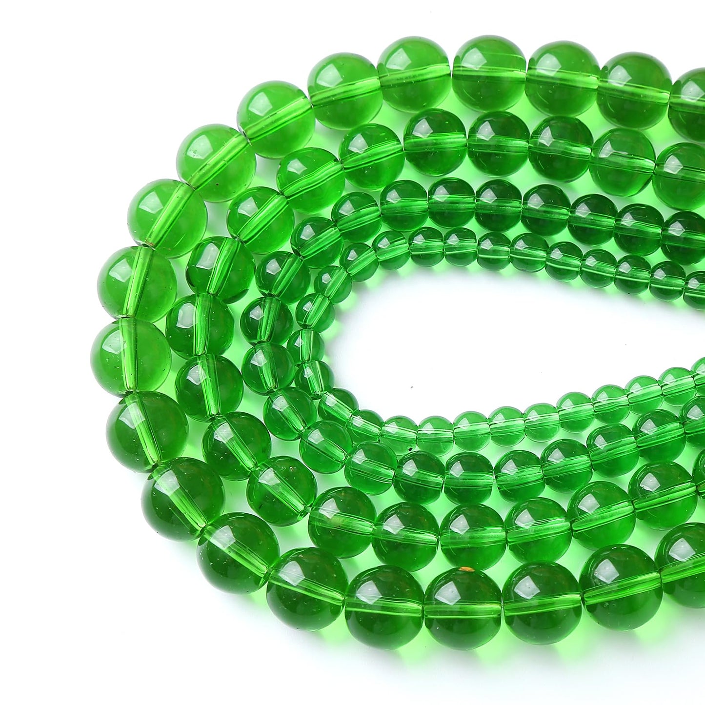38pcs 10mm Smooth Green Crystal Glass Quartz Beads Round Loose Beads for Jewelry Making DIY Bracelet Necklace 15" Energy Healing Power Stone Beads (10mm, Green Crystal Glass)