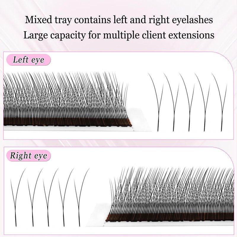 CoMango Fox EyeLashes Extension 2D Fans Flying YY Lashes Y Shaped Wispy Lashes Foy YY Lashes Mink Premade Lash Fans C/D Curly Natural Fluffy Handmade Individual Eyelash Fans(Black,2D-D-mix8-13mm)