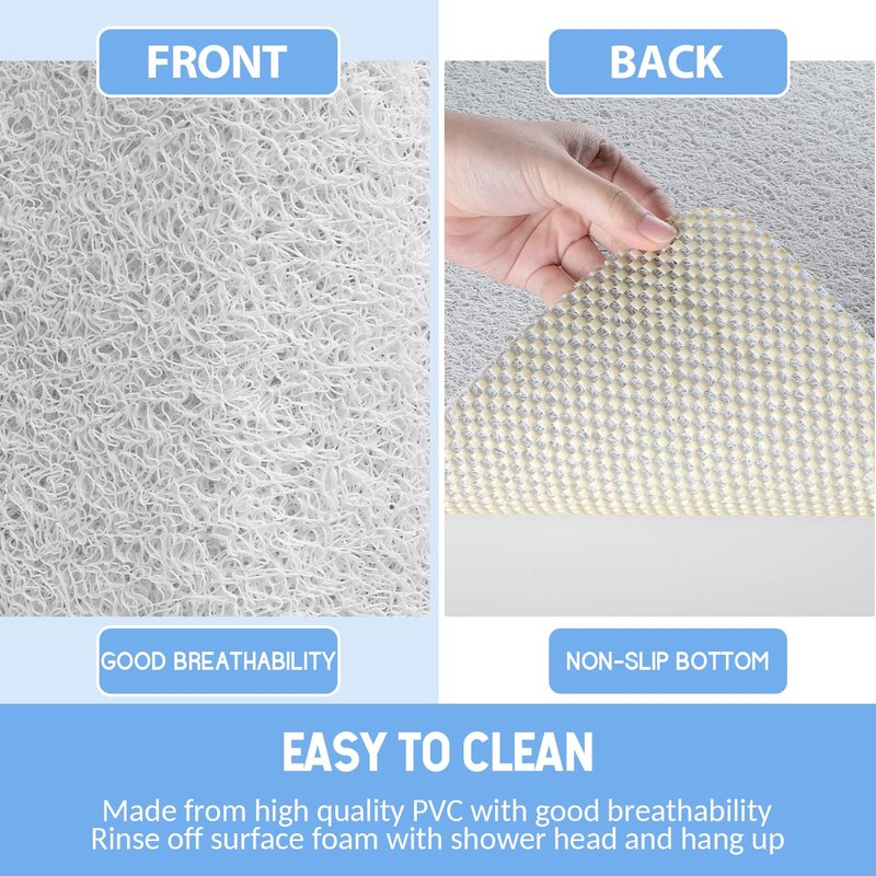 Hargiis Non-Slip Bathtub Mat, Anti Slip Shower Mat, Fast Drying Bathtub Mats, Foot Scrubber Mat, Anti Slip Mat for Tub, Floor, Bathroom, Kitchen, Home, Hotel (White 40"×16")