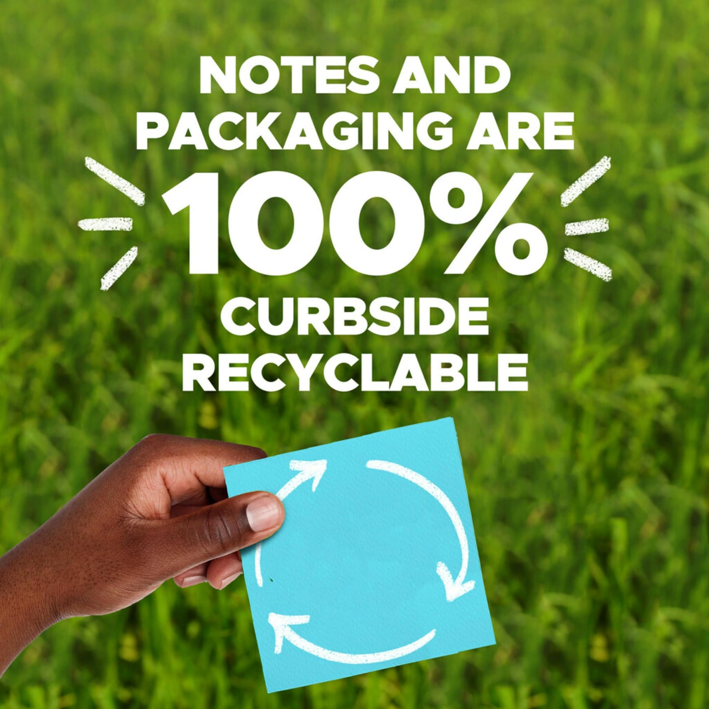 Post-it 100% Recycled Paper Super Sticky Notes, 3 in. x 3 in., 24 Pads, 70 Sheets per Pad, Oasis Collection, School Supplies and Office Products