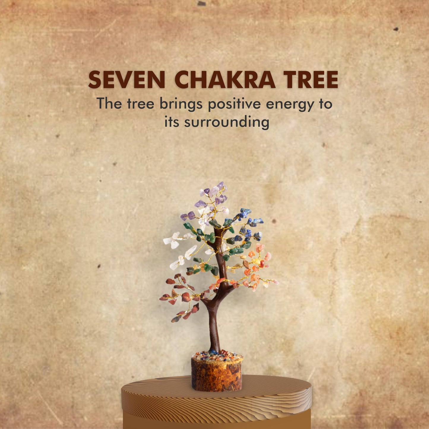 Wonder Care WC 7 Chakra Tree for Positive Energy Home Decorations and Healing Crystal Tree with M-Seal & Golden Wire | Money Tree | Crystal Decor | Multi Crystal | Feng Shui Decor (150 Beads)