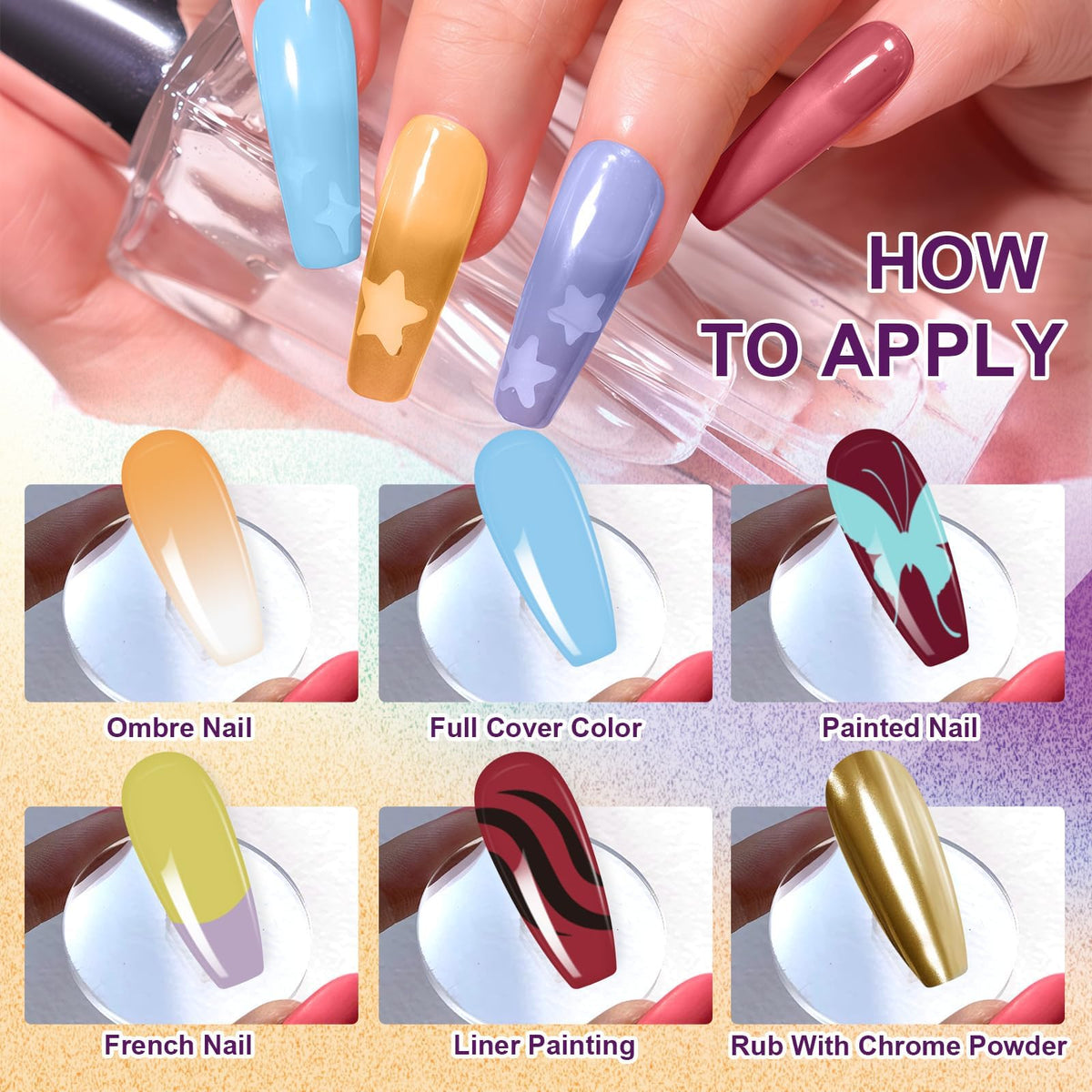 U-Shinein Gradient Painting Gel, 9 Colors Ombre Gel Nail Polish with Summer Blue Sponging for Pigment Pat Kit Aura Nails, French Manicure Soak of UV DIY Nail Art Beachside Candy