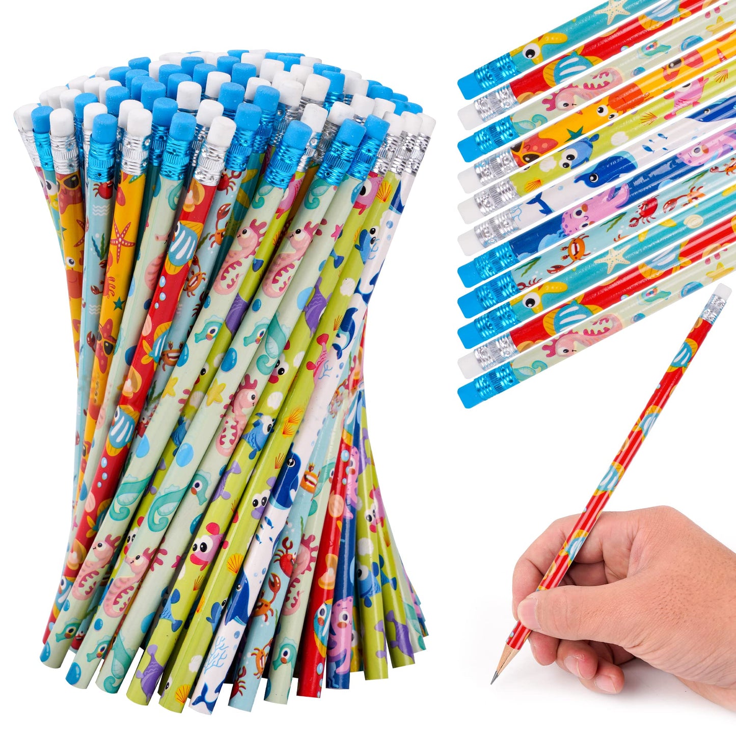 Kolewo4ever 200 Pieces Under The Sea Pencils Ocean Pencil Wood Pencil Oceam Element Sea Themed Pencils for Teachers Classrooms Reward School,Learning Activities