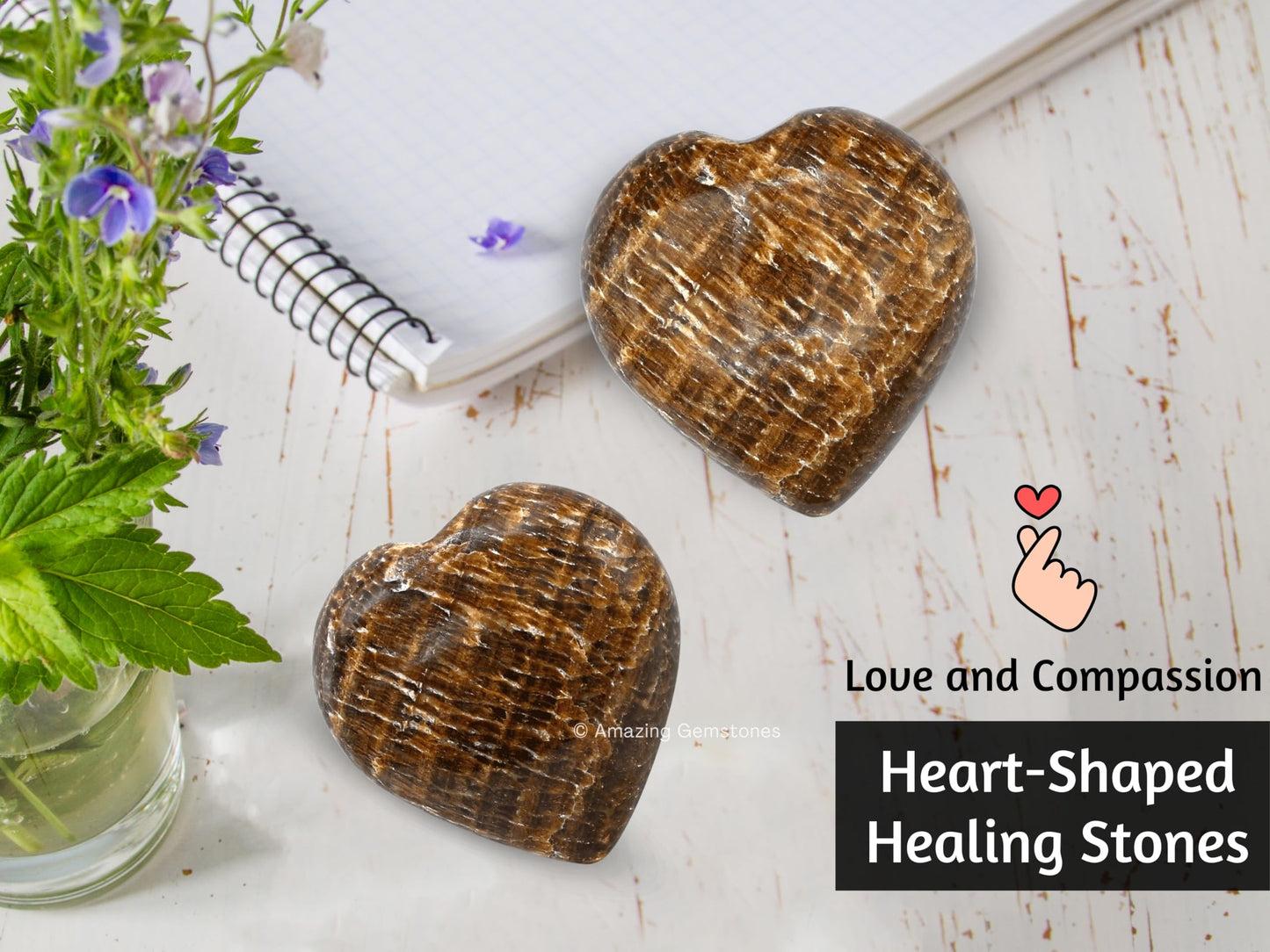 Aragonite Crystal Heart Palm Stone - Pocket Massage Worry Stone for Natural Body Chakra Balancing, Reiki Healing and Crystal Grid