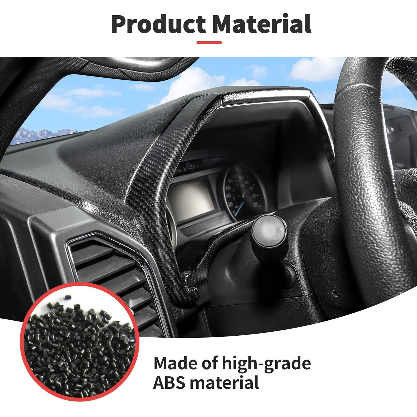 JWWY Dashboard Carbon Fiber Interior Trim Kit Cover Fit for 2015-2020 Ford F150 F-150,Side Outlet Vent Cup Holder Navigation Panel Cover for F150 Interior Accessories,13Pcs