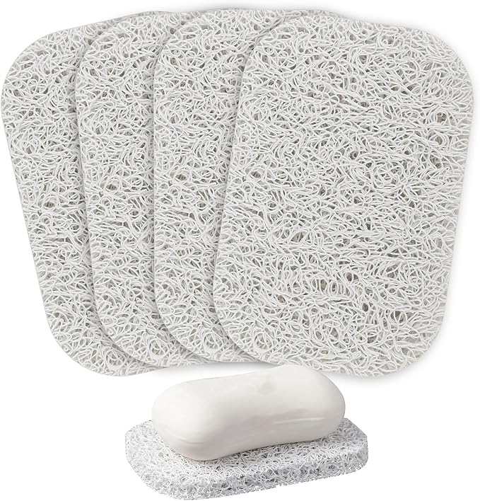 4PCS White Soap Holder PadBPA-Free Savers Pads for Soap Dish,Easy to Clean Soap Lifting Pads Suitable for Shower Kitchen Bathroom Bathroom Travel Hotel Cleaning Products