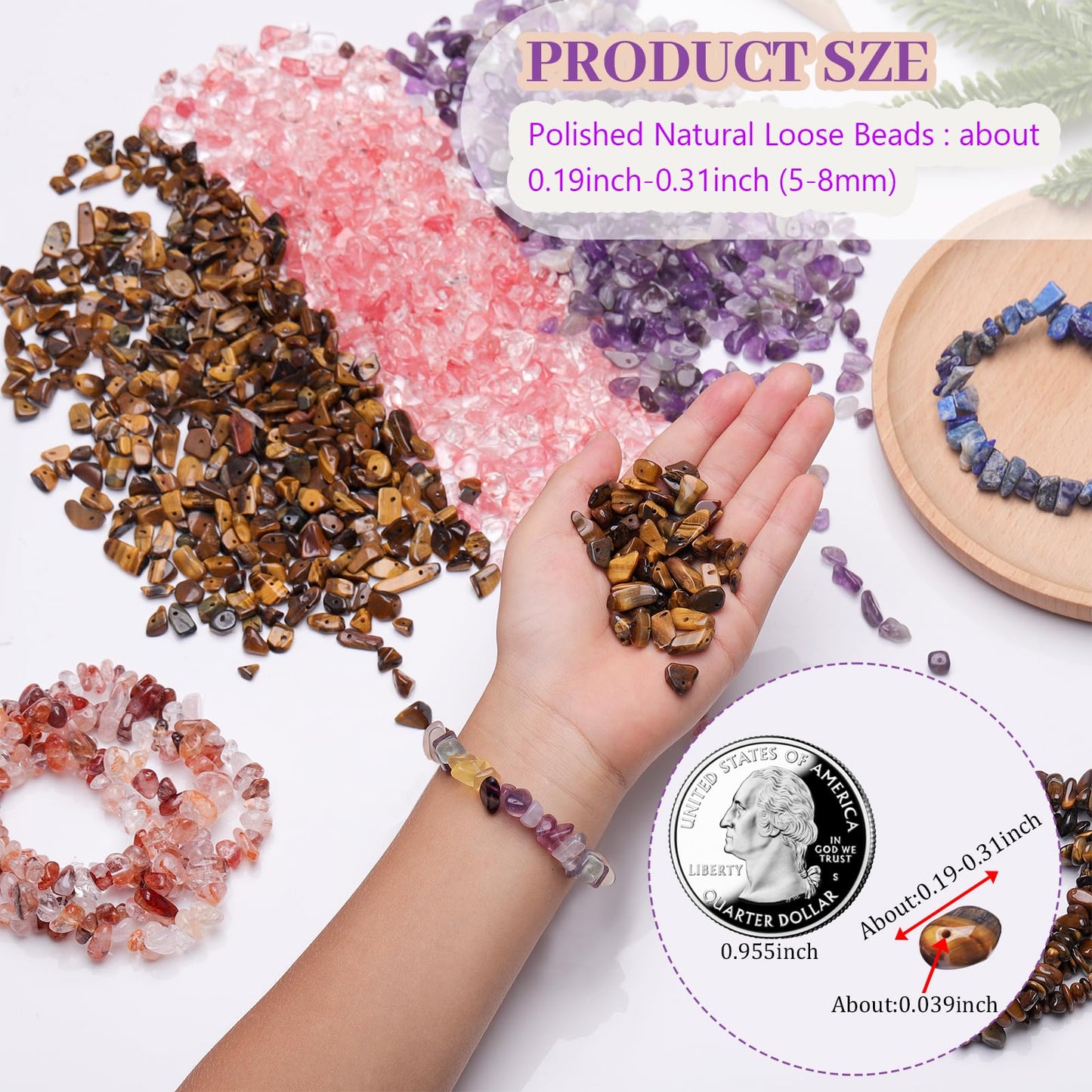 400pcs Natural Chip Stone Beads for Jewelry Making Alashan Agate 5-8mm Irregular Gemstones Healing Crystal Loose Rocks Bead Hole Drilled for Ring Earrings Necklace Bracelet Making DIY Art Crafts