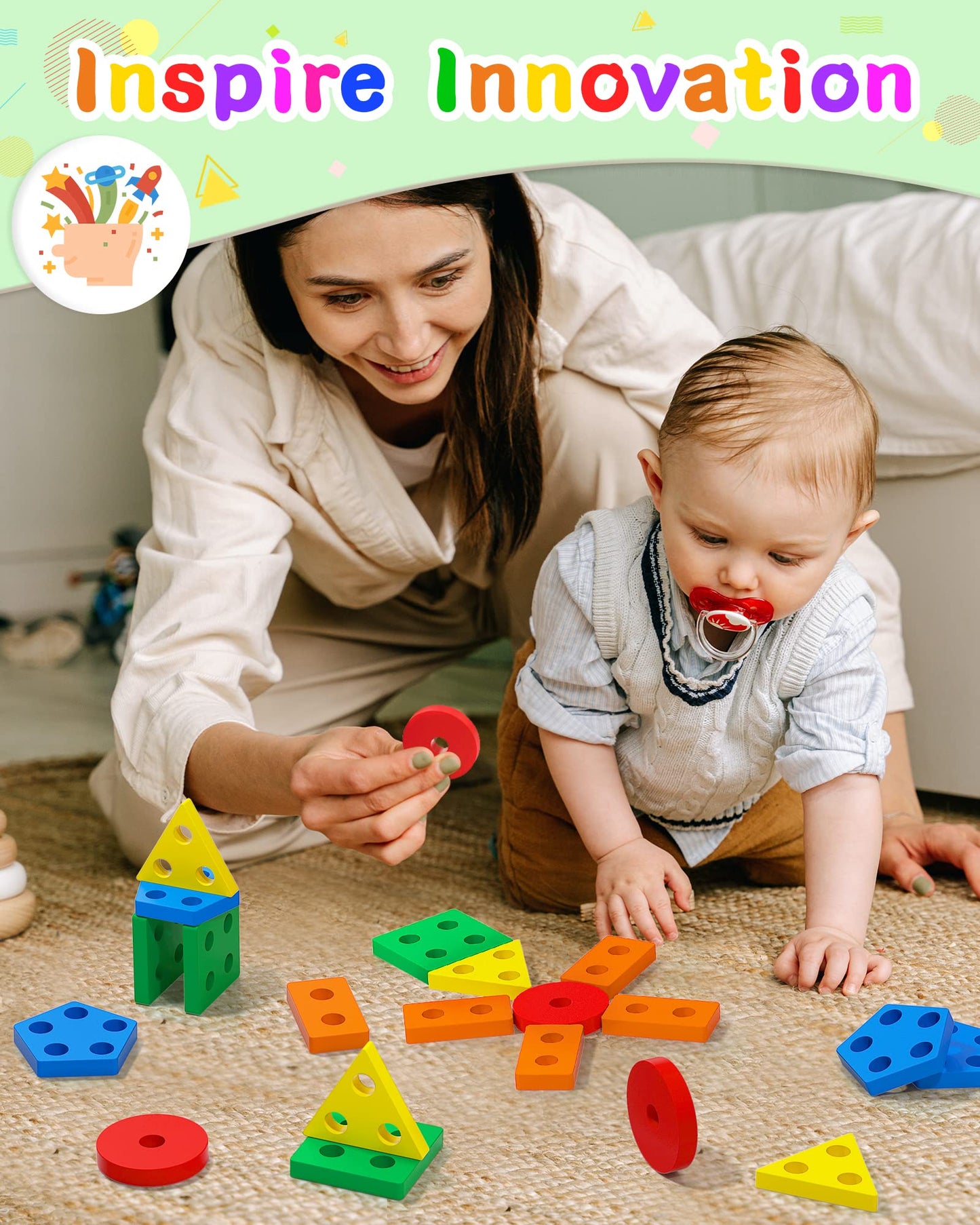 Yetonamr Montessori Toys for 1 2 3 Years Old Boys Girls Birthday Gifts, Wooden Sensory Toys for Ages 2-4 Toddlers Kids Baby, Toddler Learning Toy Activities Puzzles Ages 1-3