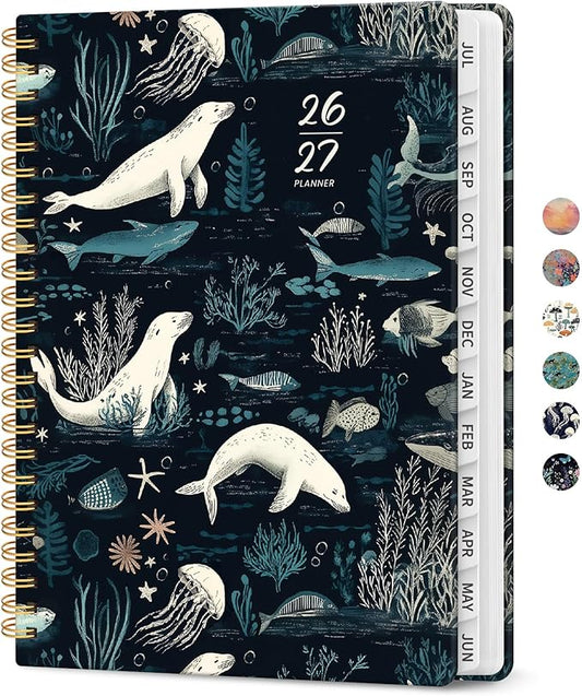 Planner 2026-2027, Academic Year Weekly and Monthly Calender Planner, from Jul 2026 - Jun 2027, Spiral Bound School Planning Book, Perfect for Teacher, Student, Women & Men, A5 (6.3" x 8.5"), Secret Sea