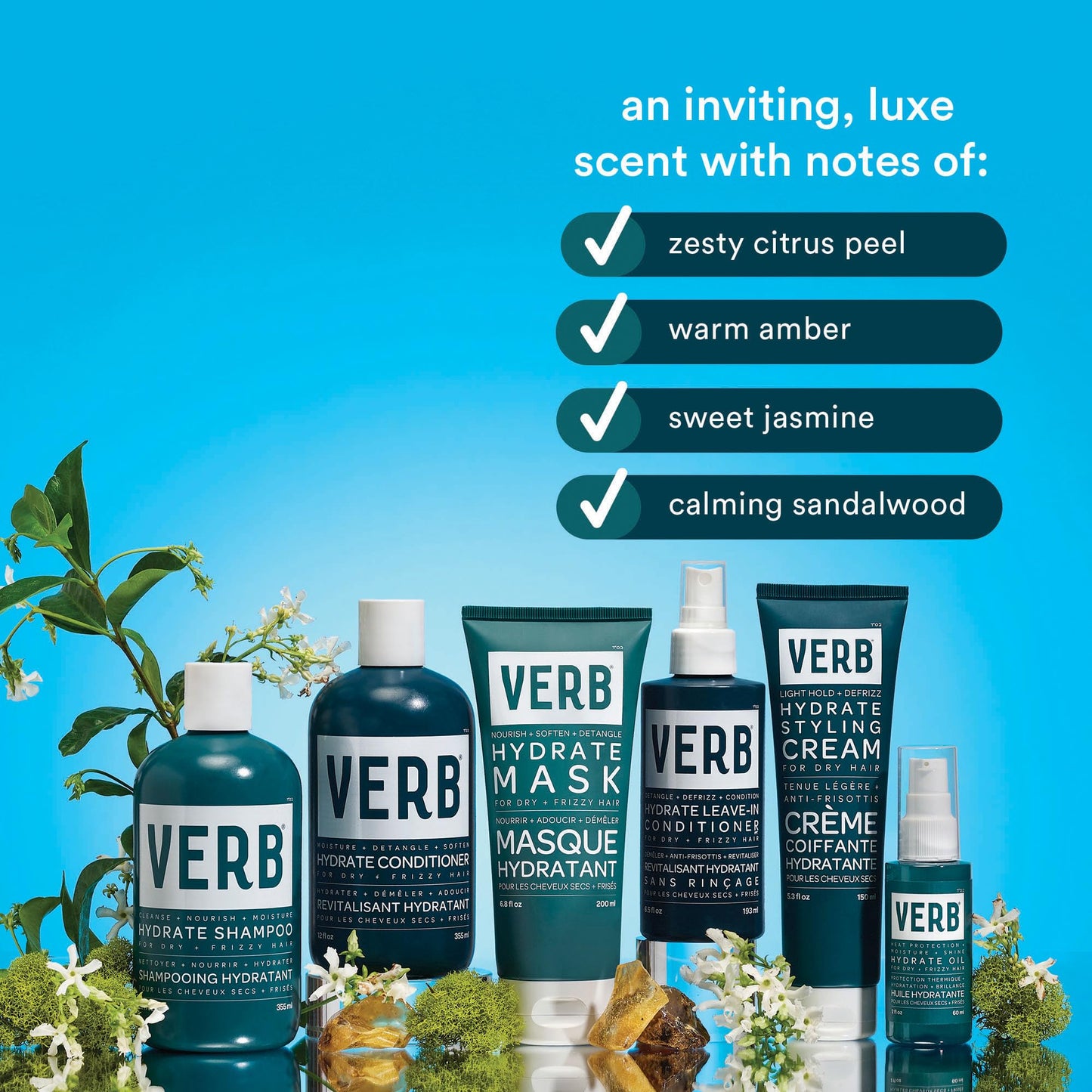 VERB Hydrate Mask, 6.8 fl oz - Intense Moisture for Dry + Frizzy Hair - Smooth + Detangle - Amber + Warm Jasmine Scent
