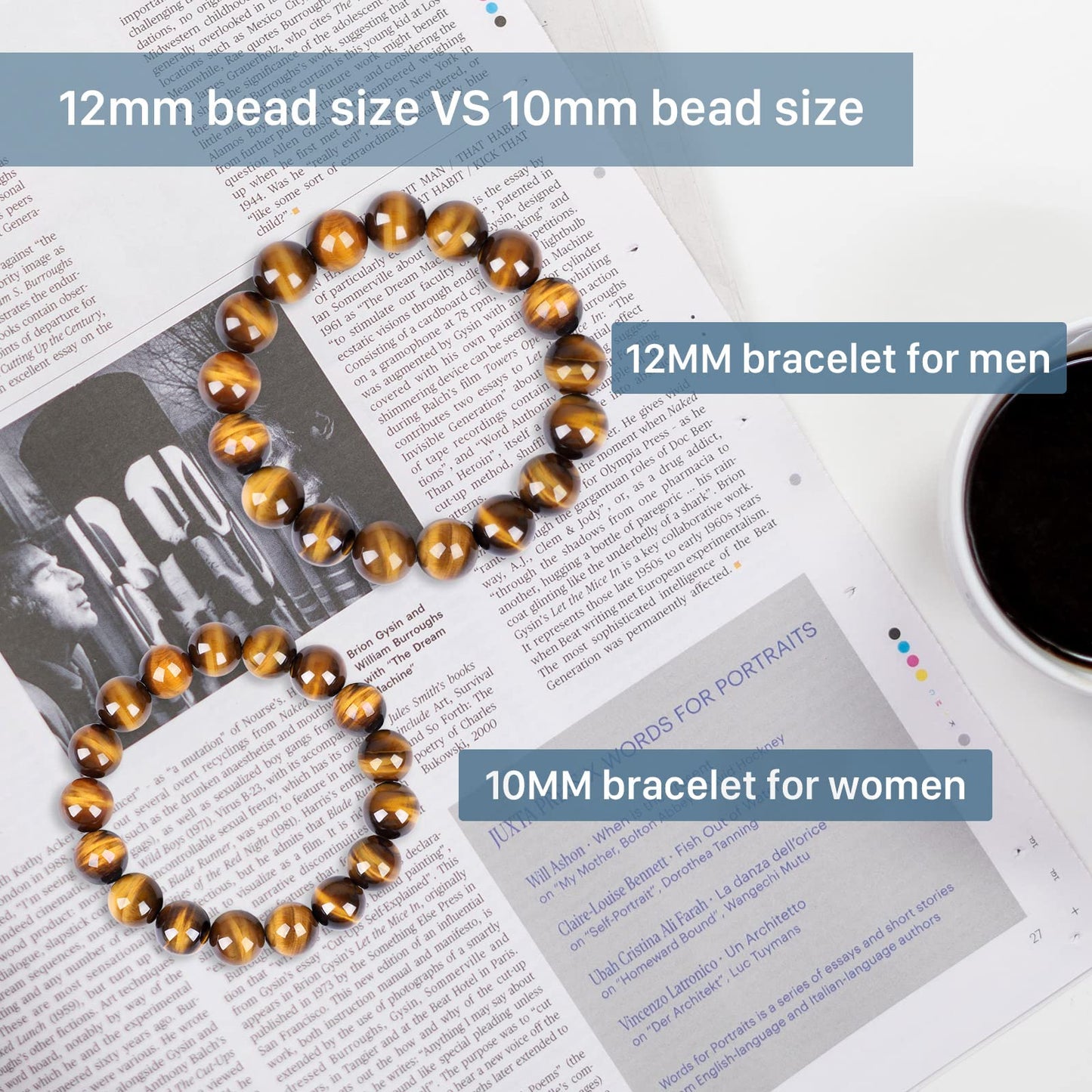 Enjoy Risingsun 12MM Tiger Eye Bracelet for men women,Release stress and fear,Courage And Confidence Bracelet, Handmade Natural Stone Crystal Bead jewelry Chakra Protection Bracelets (12MM)