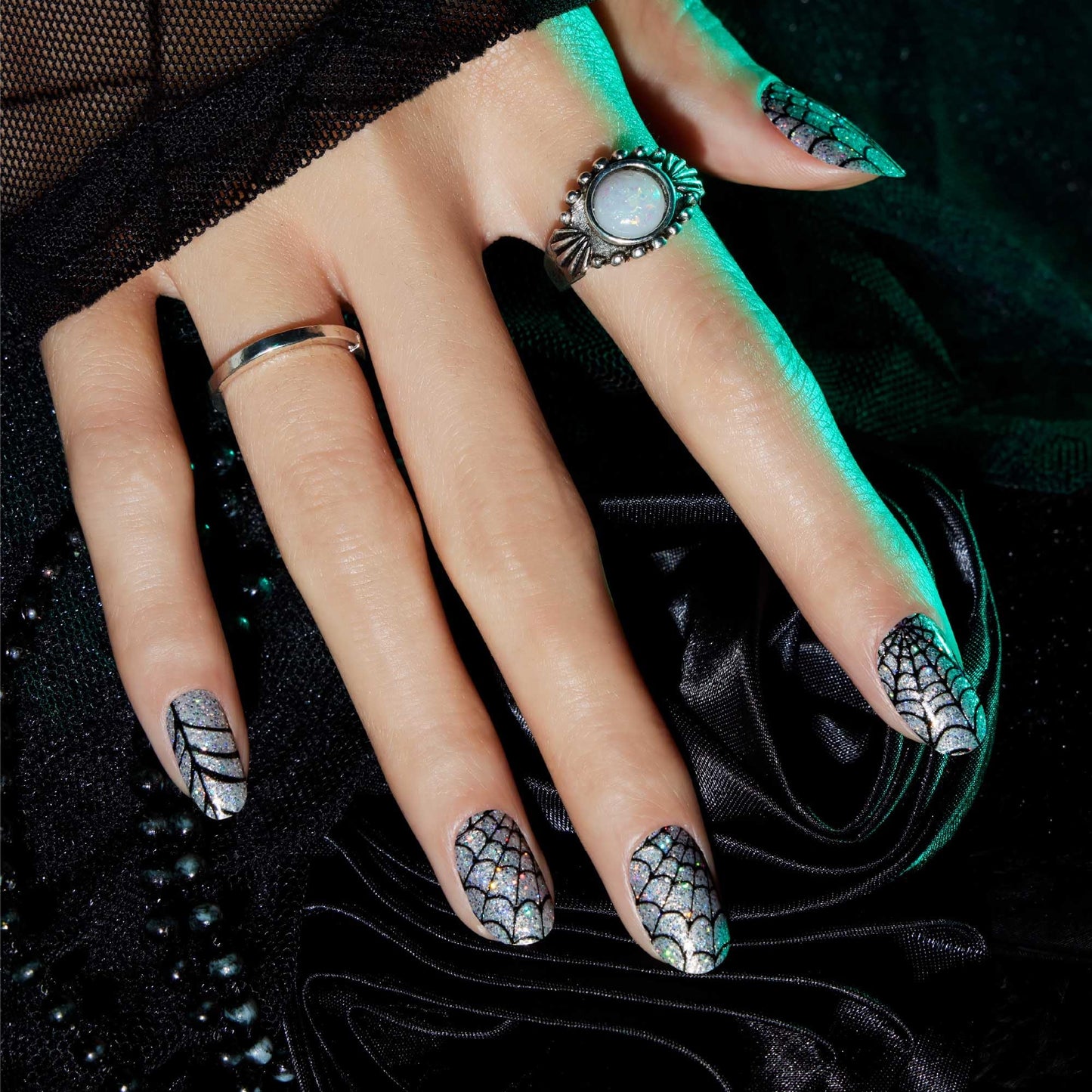 Color Street - Widow’s Glow Nail Polish Strips - Real Nail Polish Stickers for Costume, Cosplay, Party & Festival Looks - 16 Double-Ended Strips