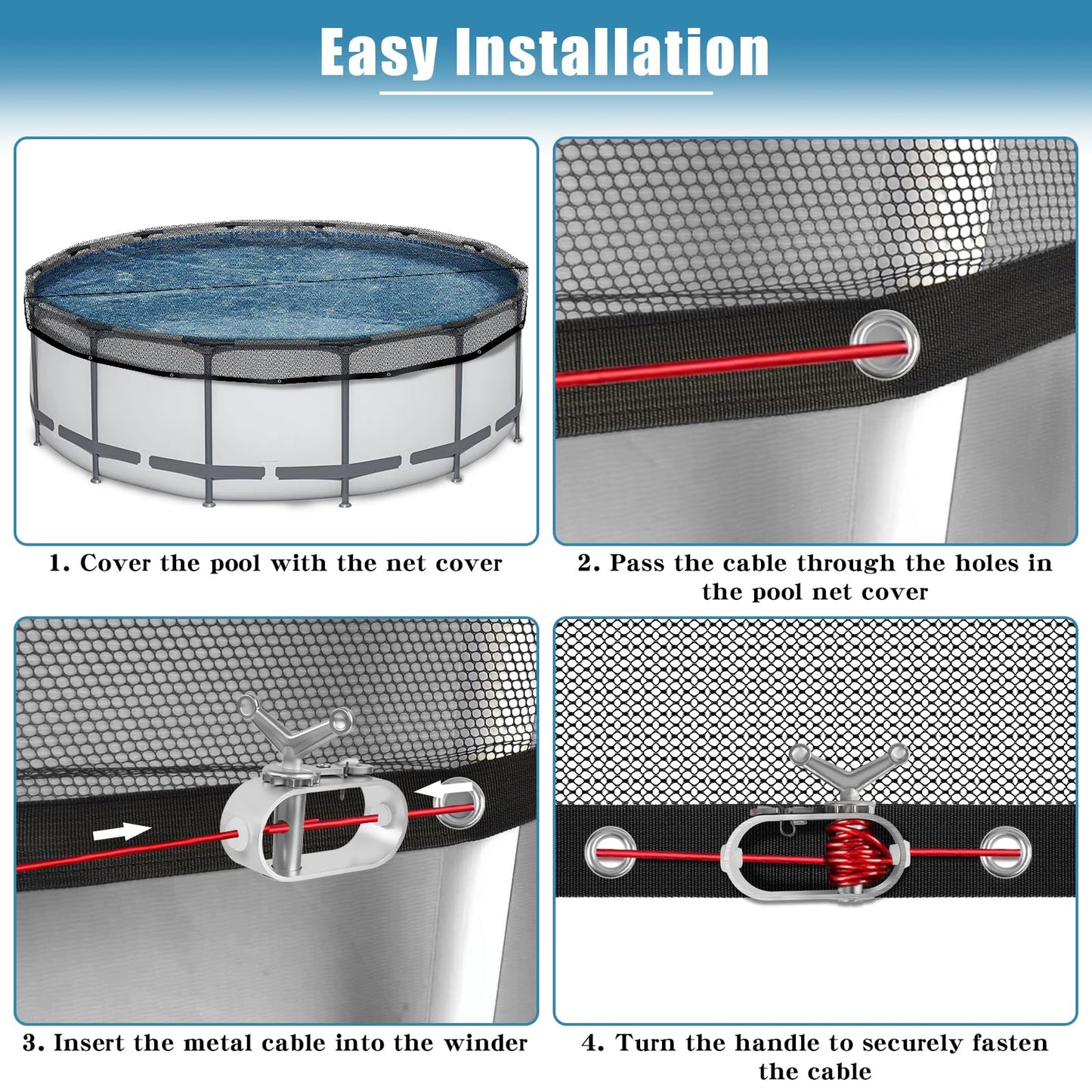 18 FT Pool Leaf Net Cover for Above Ground Pools, Ultra-Fine 0.15’’ Mesh Pool Cover with Winch & Cable, Pool Leaf Cover Prevents Leaves and Debris from Entering Pool
