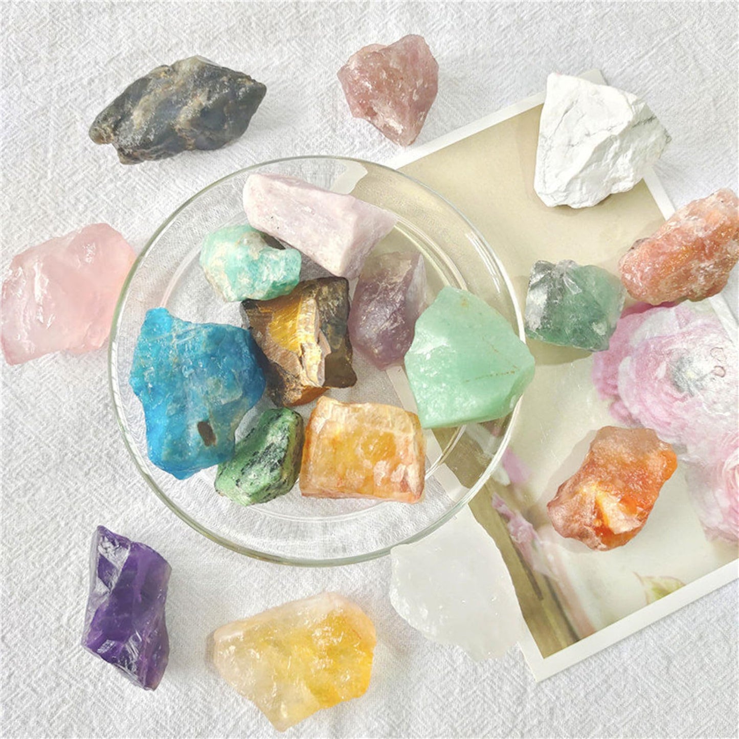 Aquamarine Raw Crystals Healing Crystals Natural Rough Stones 1.2-2" for Tumbling, Fountain Rocks, Yoga, Meditation, Polishin, Gift 5