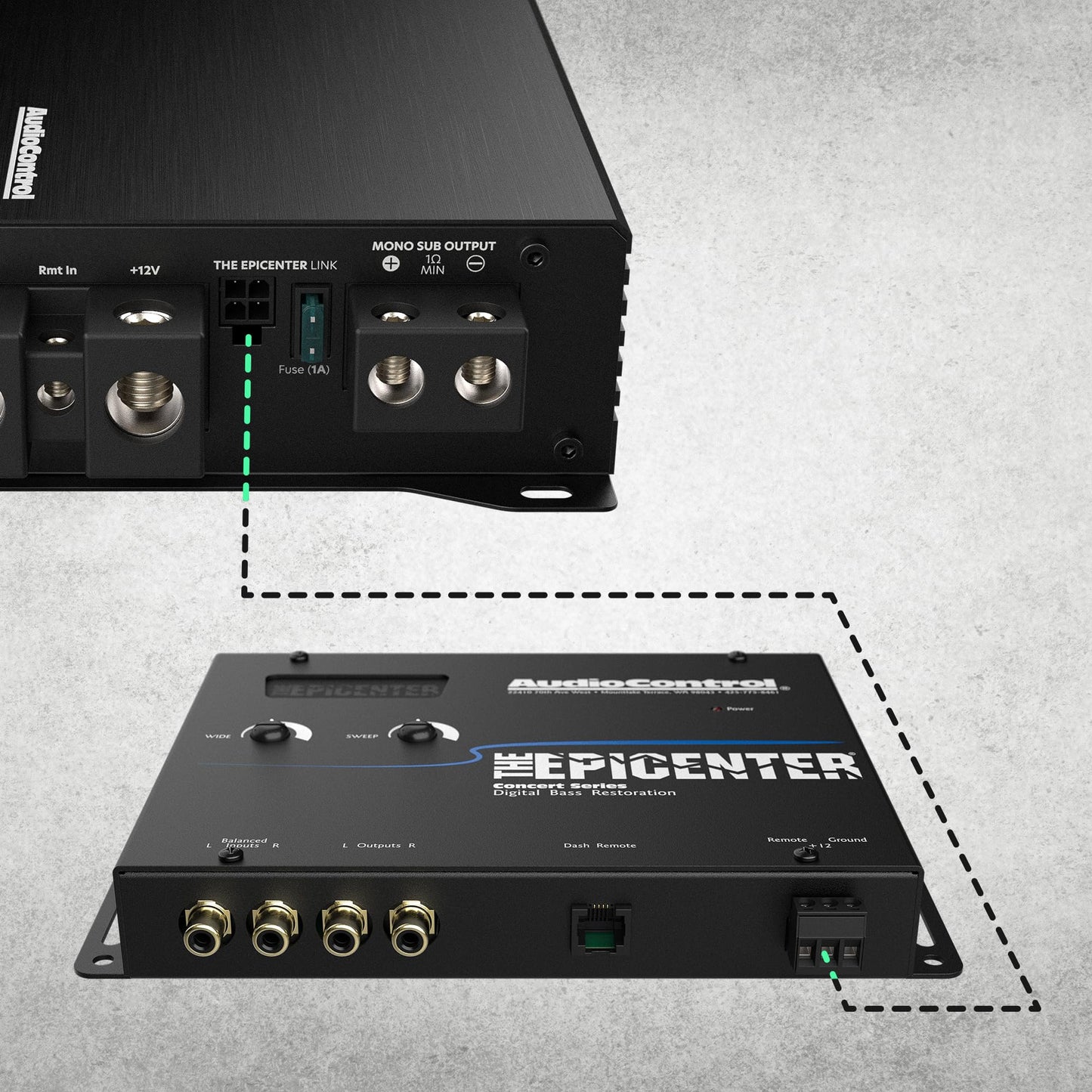 AudioControl The EPICENTER Concert Series Digital Bass Restoration Processor, Car Audio Bass Booster Enhancer with Included Dash Mount Wired Remote Control Knob, ParaBASS, Subsonic Filter (Black)