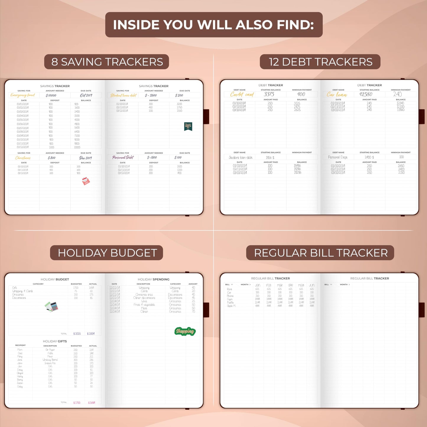 Clever Fox Budget Planner Large – Expense Tracker Notebook. Monthly Budgeting & Bill Organizer, Finance Logbook & Accounts Book, A4 (Brown)