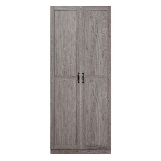 Manhattan Comfort Cornelia Modern Storage Cabinet with Doors and Shelves 2.0 - Tall Freestanding Wardrobe Closet with 4 Adjustable Cubbies for Bedroom or Linen Use, Set of 1, Grey