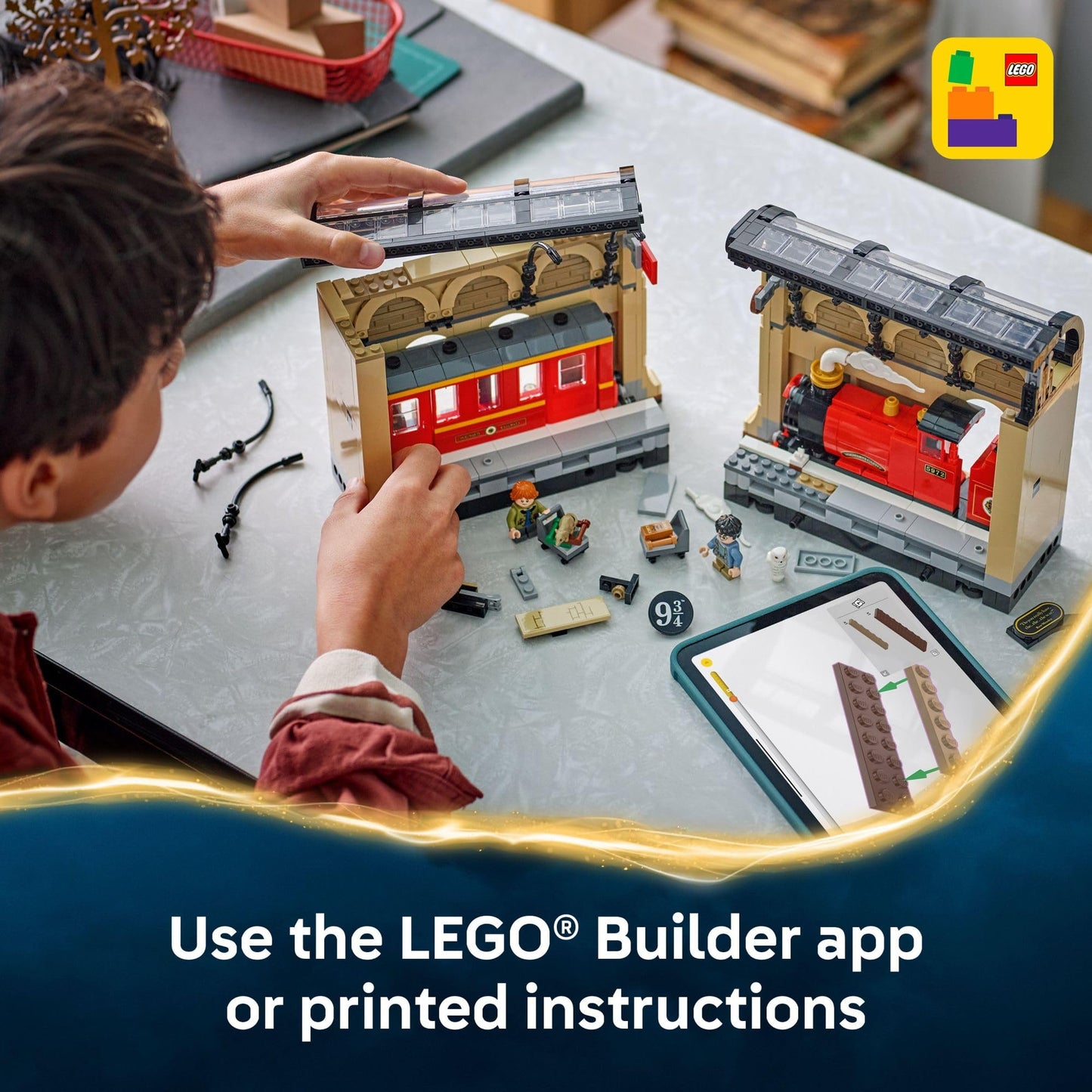 LEGO Harry Potter Book Nook: Hogwarts Express Building Set - Bedroom Shelf Decor for Boys, Girls, & Fans, Ages 10+ - Collectible Harry & Ron Minifigures - Gift for Christmas - 76450