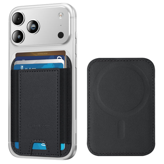 HiWe for MagSafe Wallet, Stronger Magnetic Wallet for iPhone 17/16/15/14/13/12 Series, 7 Cards Holder for Magnetic Phone Case, N52+ Magnets, RFID Vegan Leather Minimalist Slim, 1 Slot, Black & Black