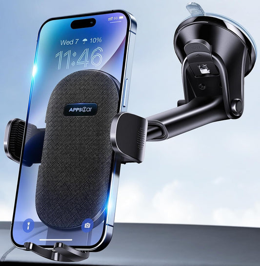 APPS2Car Car Phone Holder Mount, Dashboard/Windshield/Cell Phone Holder for Car, Compatible with iPhone, Samsung, All Phones,Black