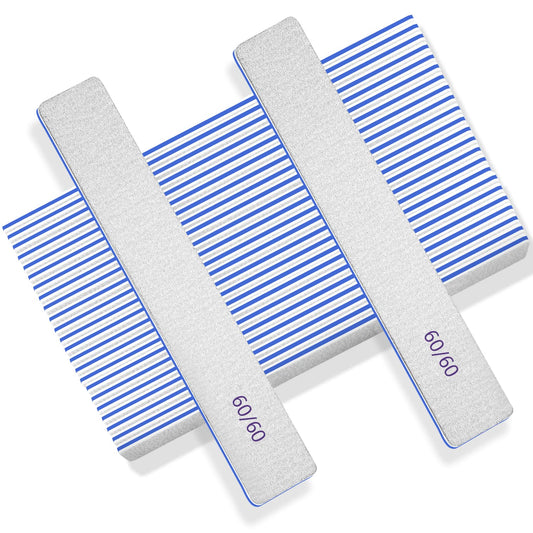 Nail Files 50pcs-Nail File 60/60 Grit for Acrylic Nails, Rough Nail Files Emery Boards for Artificial Nails, Fake Nails, Professional Double Sided Jumbo Zebra Nail File
